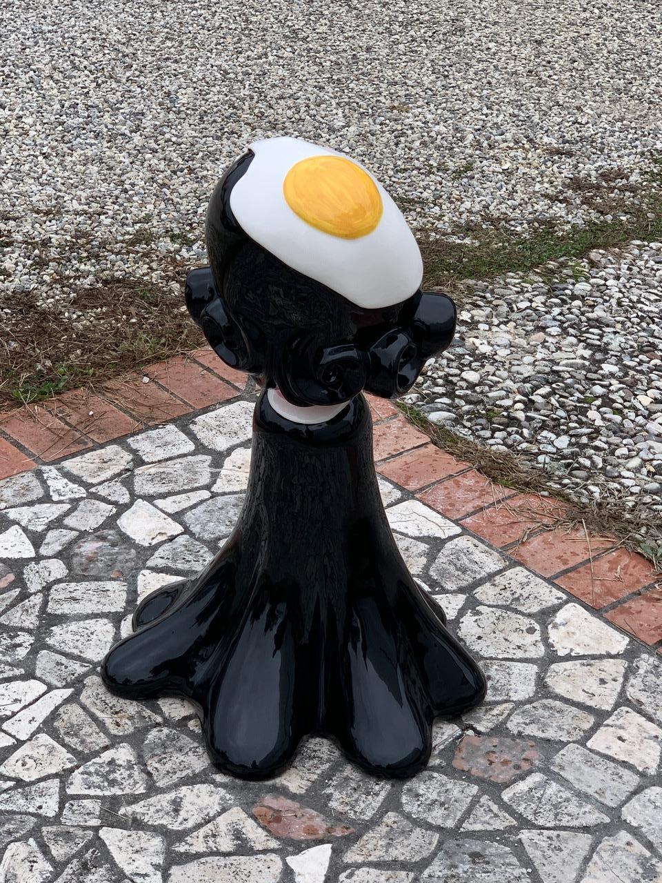 Italian Salvad' Oeuf Ceramic Sculpture by Massimo Giacon for Superego Editions, Italy For Sale