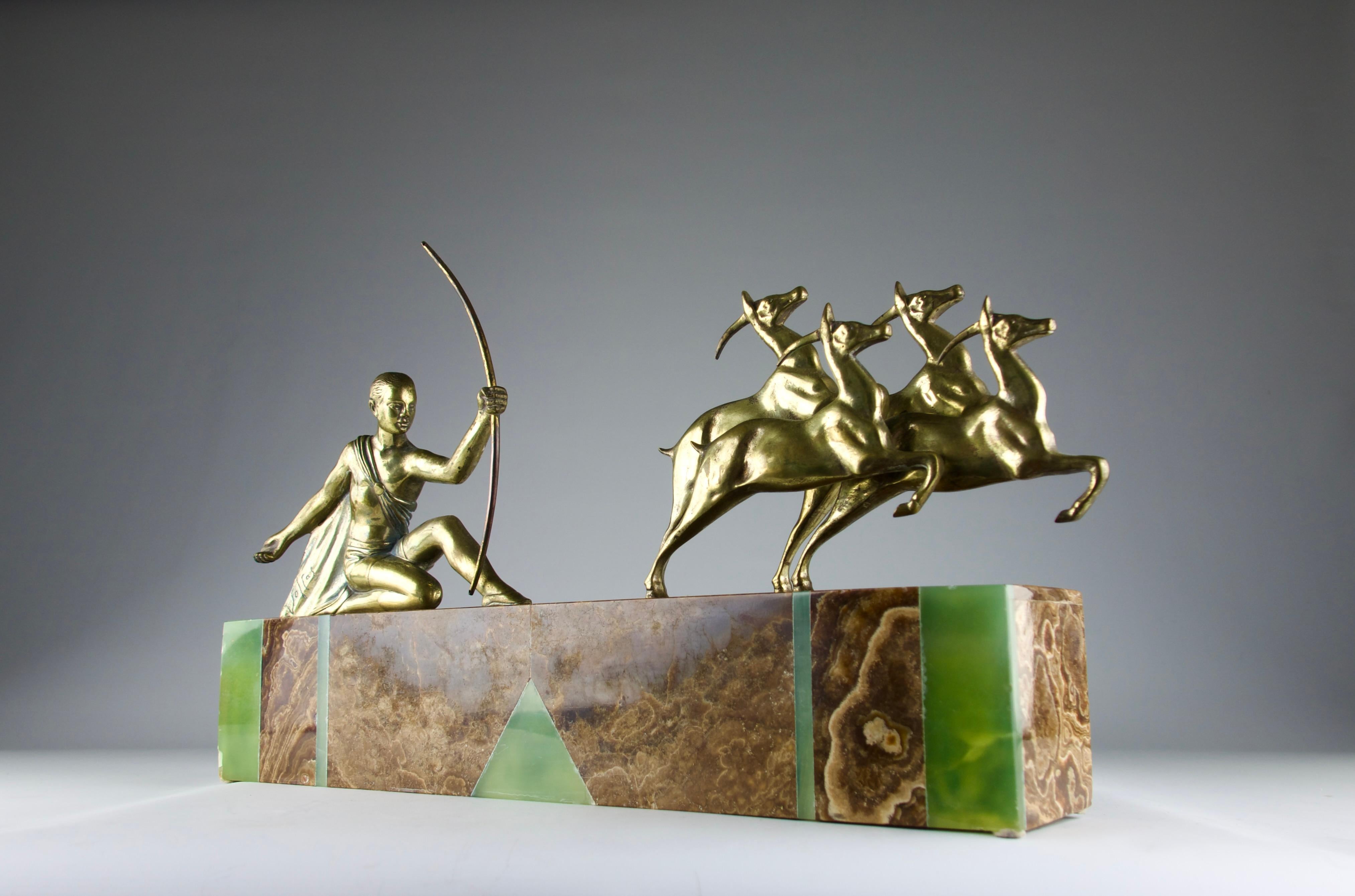 Début du 20ème siècle Salvado Voltas, « la chasse », Espagne, période Art Déco des années 1920 en vente