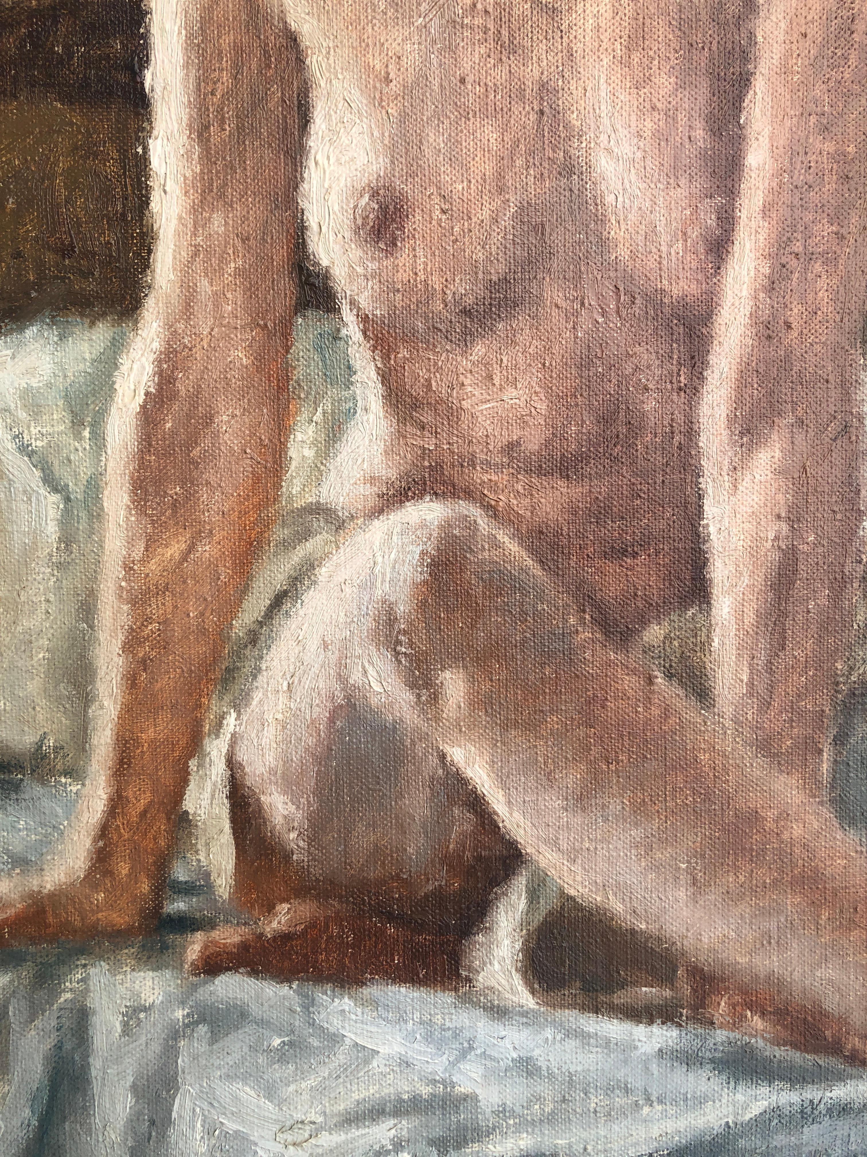 Pittura ad olio su tela di una donna nuda - Nude Painting Grigio di Salvador Altarriba