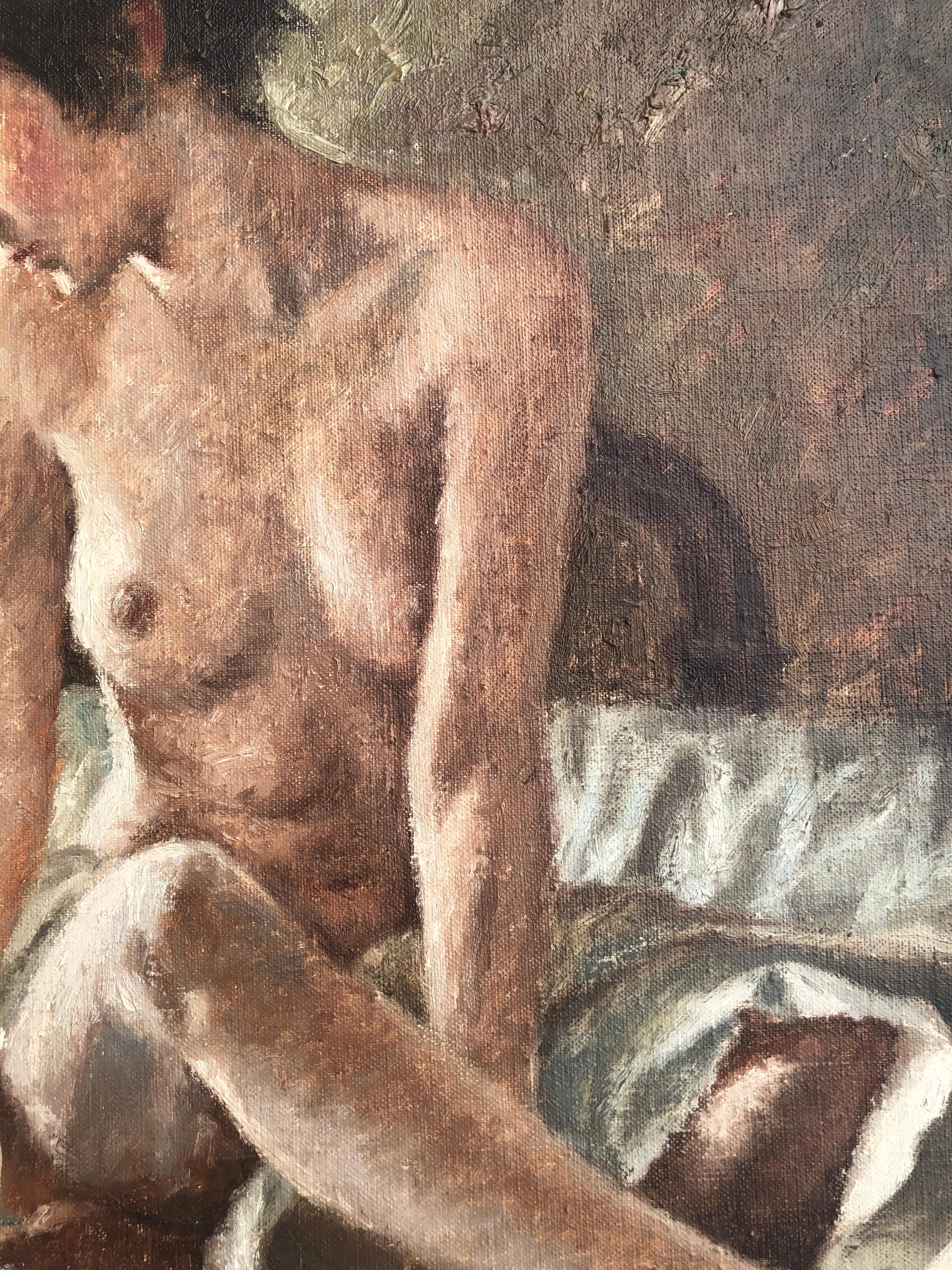 Pittura ad olio su tela di una donna nuda 2