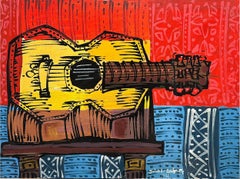 "Chitarra" di Salvador Aulestia (Barcellona 1915-Milano 1994), acrilico su tela