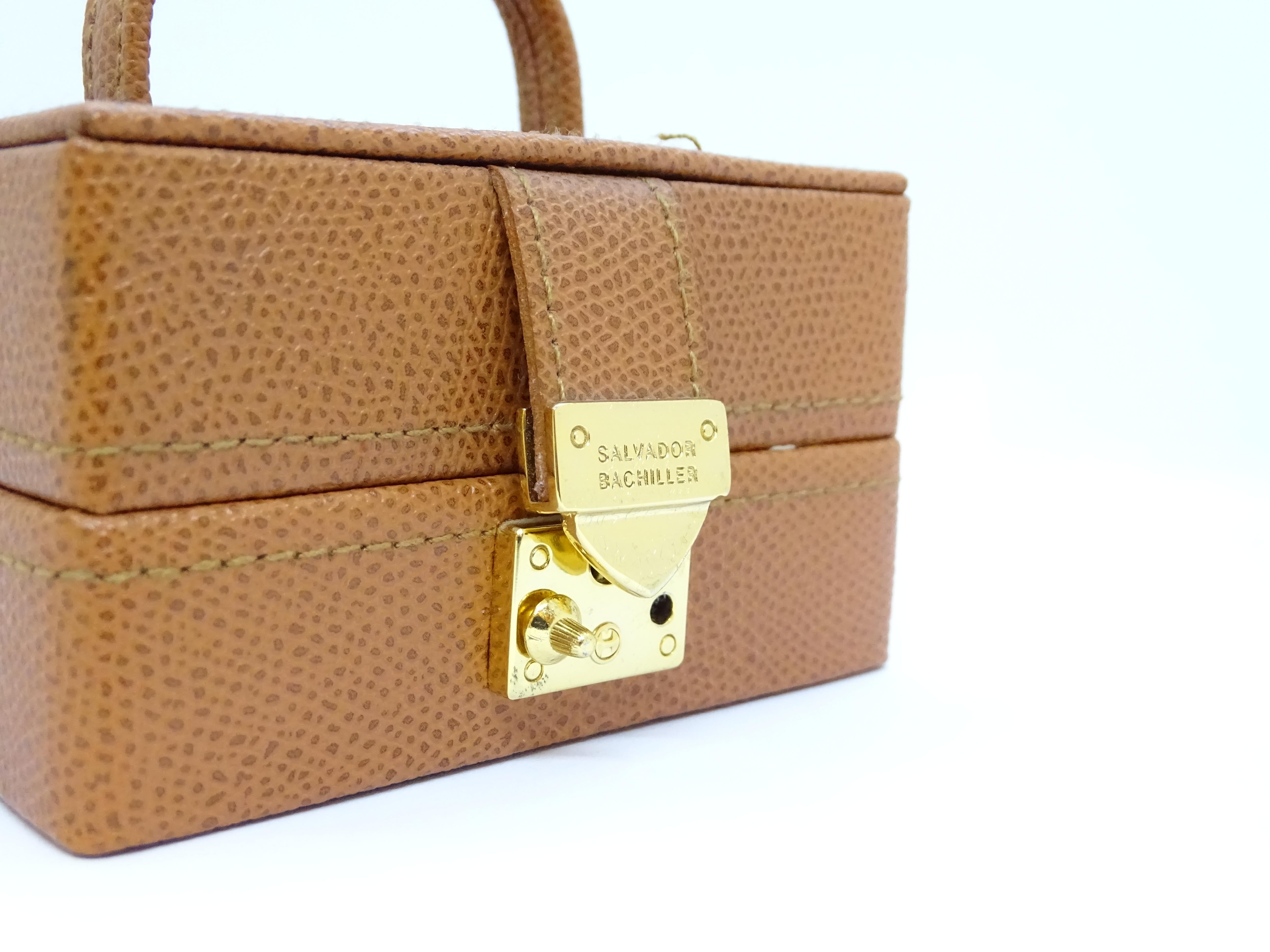 Salvador Bachiller Camel  briefcase, jewelry box  leather gold-plated brass For Sale 7