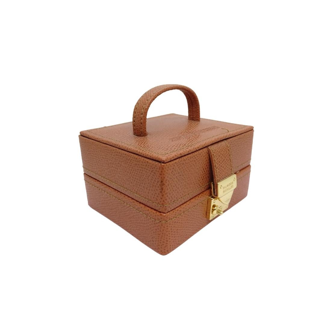 Brown Salvador Bachiller Camel  briefcase, jewelry box  leather gold-plated brass For Sale
