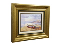 Salvador Caballero 'Costa Brava' Coastal Landscape Seascape Harbor Painting 22"