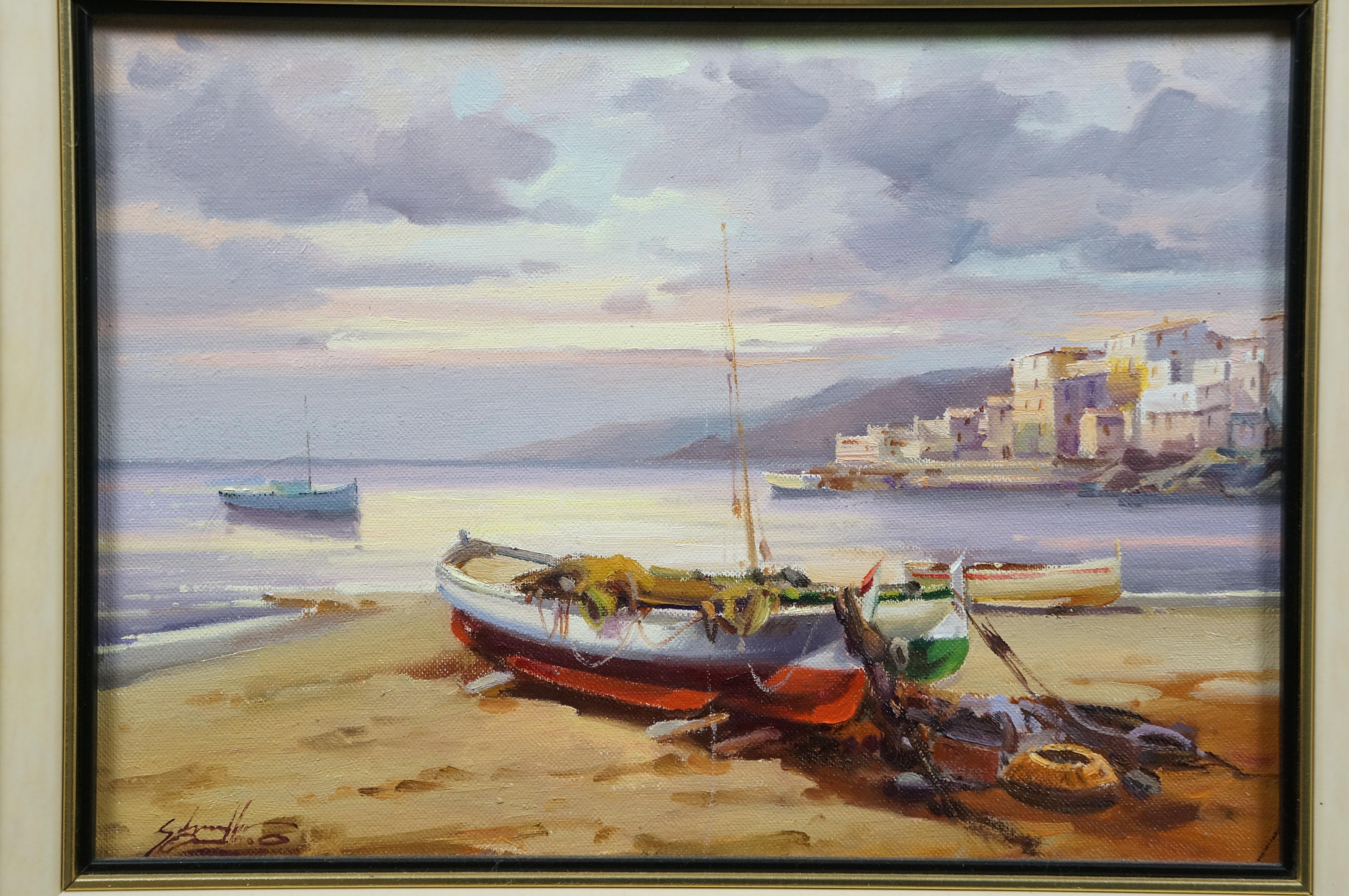 Salvador Caballero 'Costa Brava' Küstenlandschaft Seelandschaft Hafen Gemälde 22