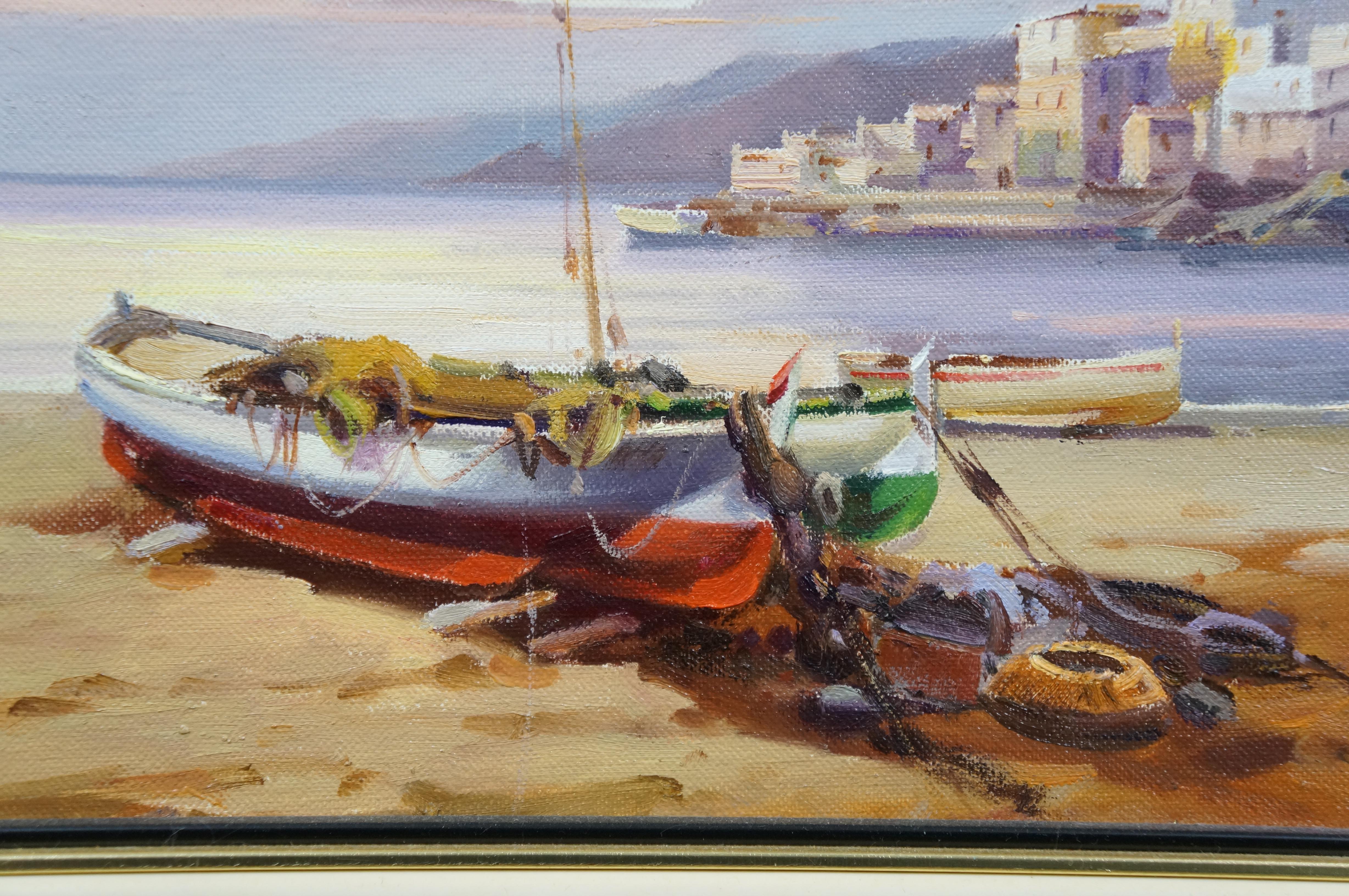 Salvador Caballero 'Costa Brava' Küstenlandschaft Seelandschaft Hafen Gemälde 22