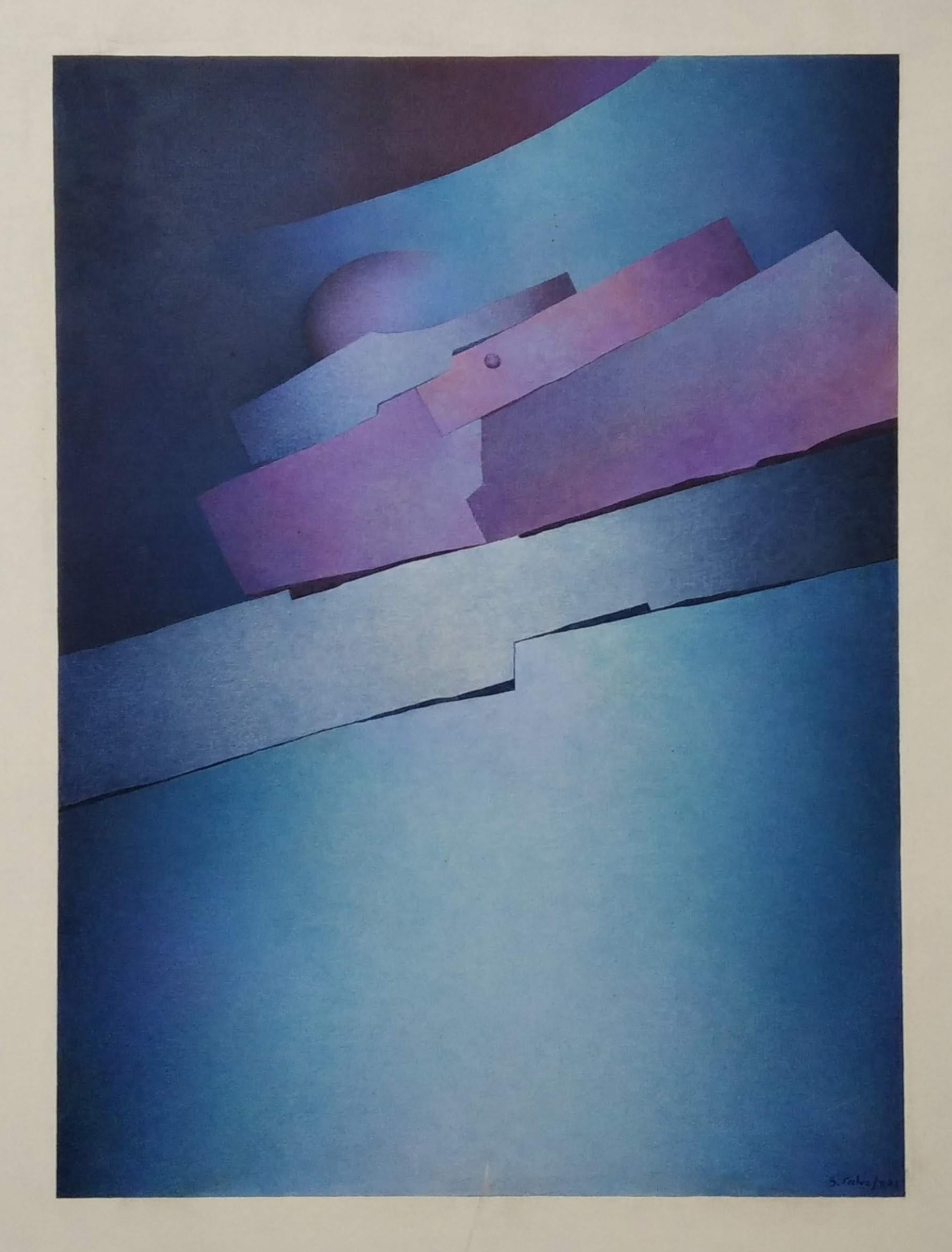 Dimora dell'istinto - Abstract Painting Blu di Salvador Calvo 