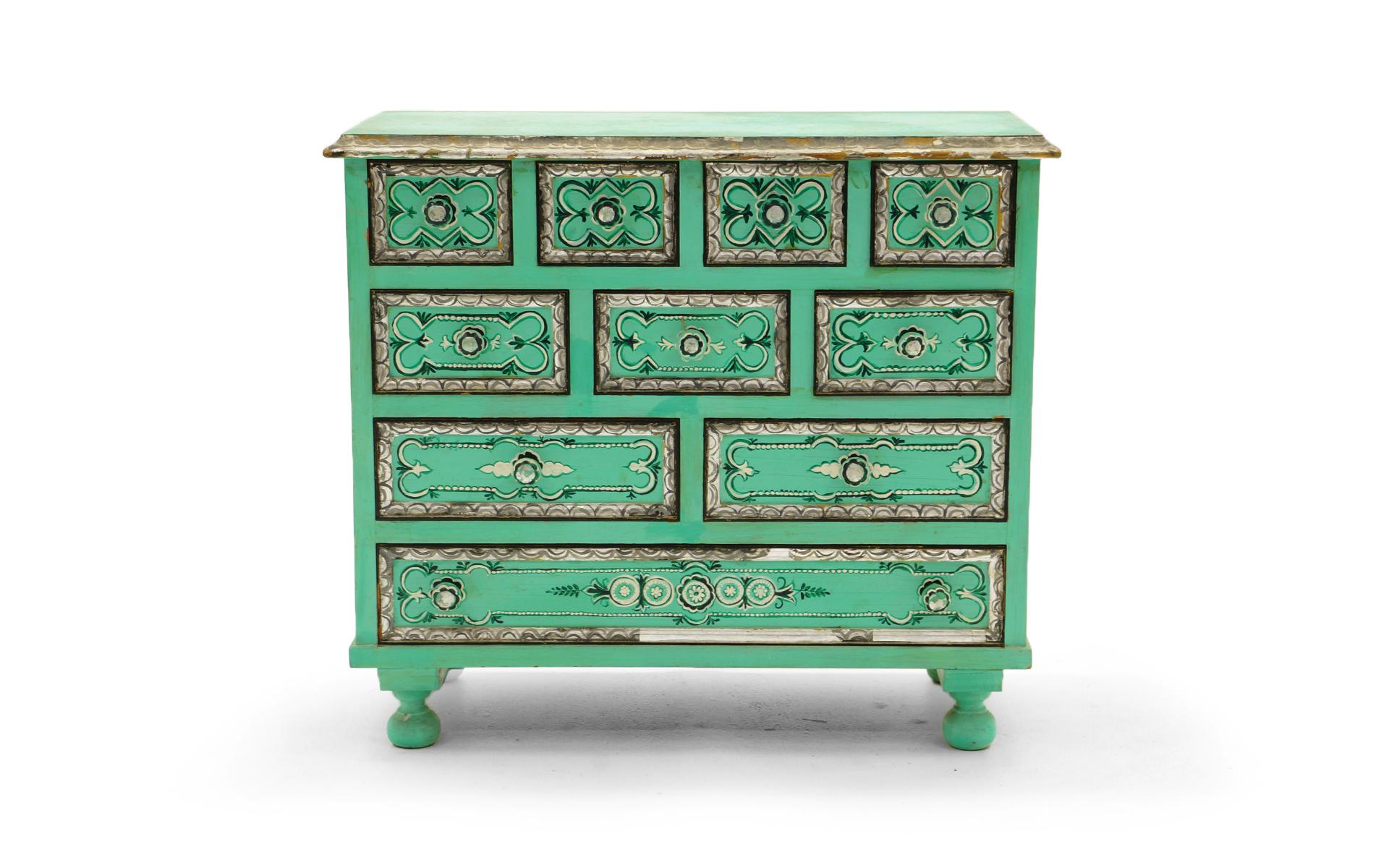 Beutiful Salvador Corona hand painted and signed cabinet with drawers, Mexico / Tucson, 1940s. Good original condition with honest attractive wear.
