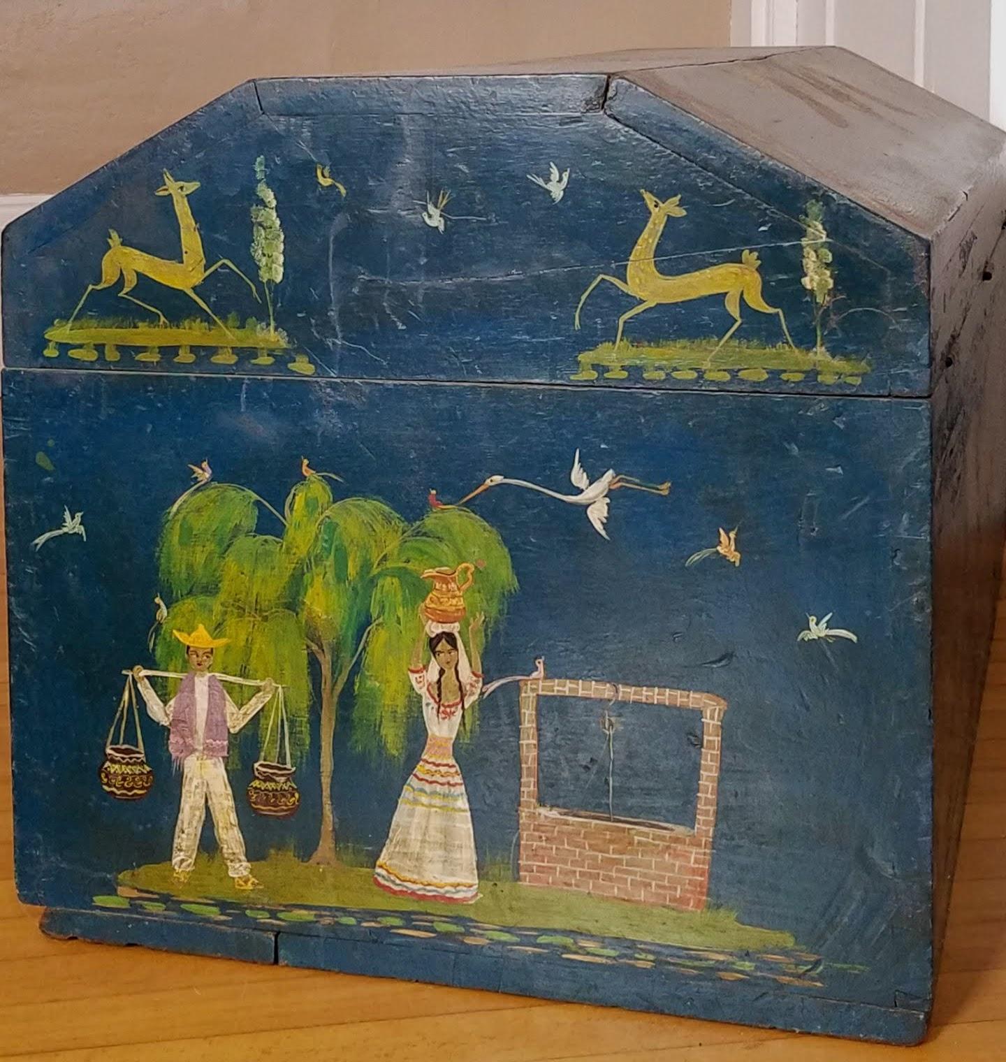 Mexican Salvador Corona Painted Blanket Chest, Mexico, circa 1940