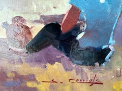 Grand Catalan Moisson Paysage Peinture Pyrénées École Olot Figures Huile Espagne