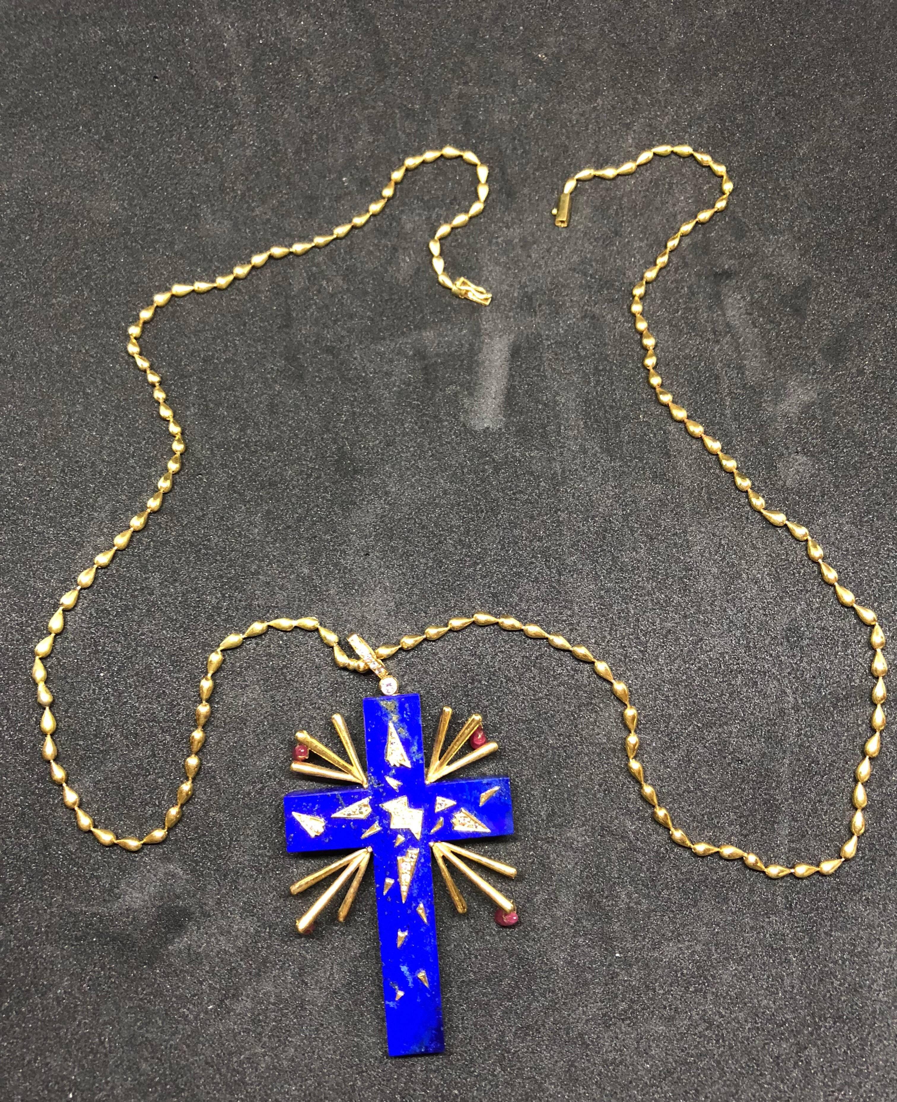 Salvador Dalí Lapis Lazuli Gala Cross In Good Condition For Sale In Barcelona, ES