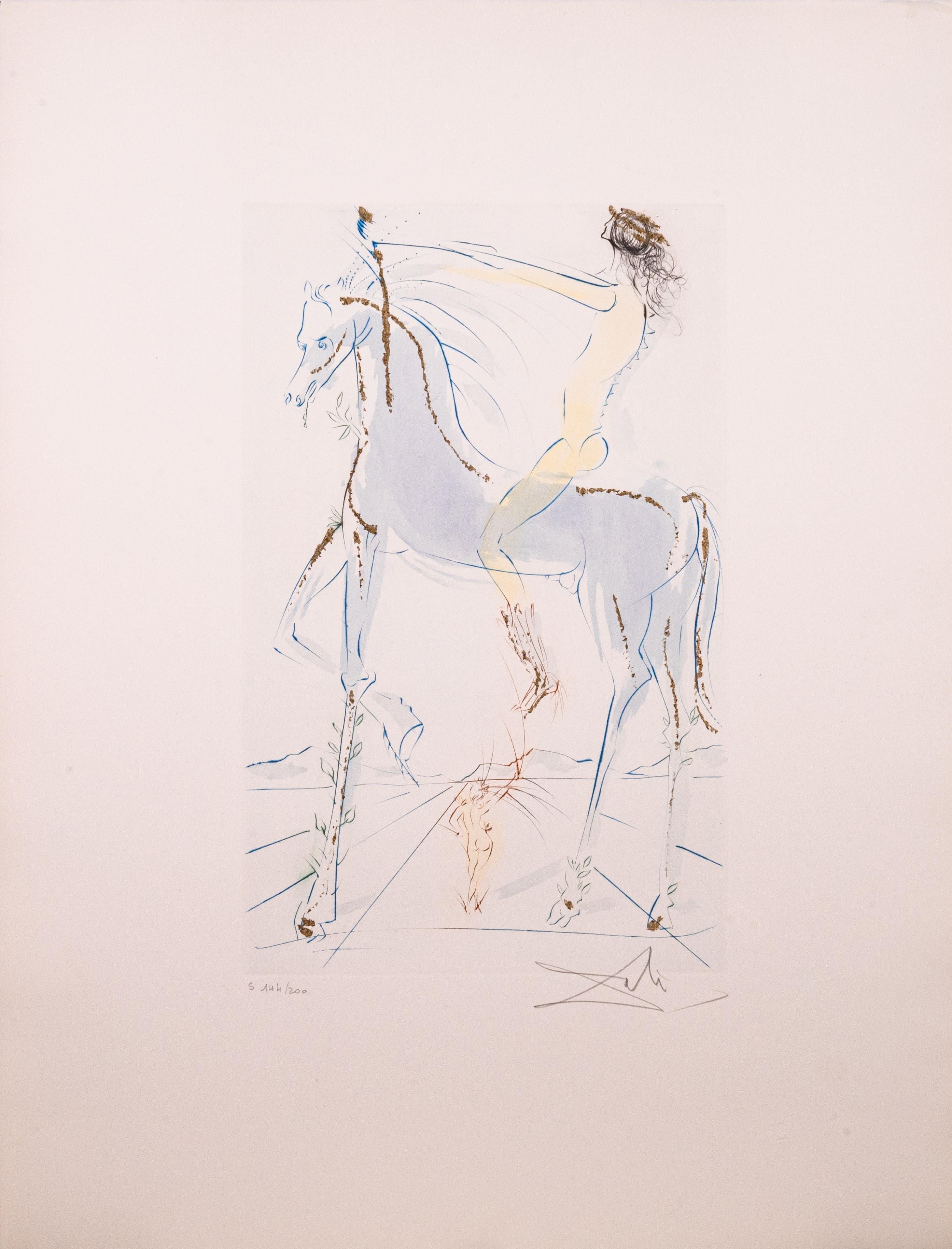 12 œuvres de Salvador Dali : Song of Songs signé Gravure moderne, aquatinte, poussière d'or en vente 7