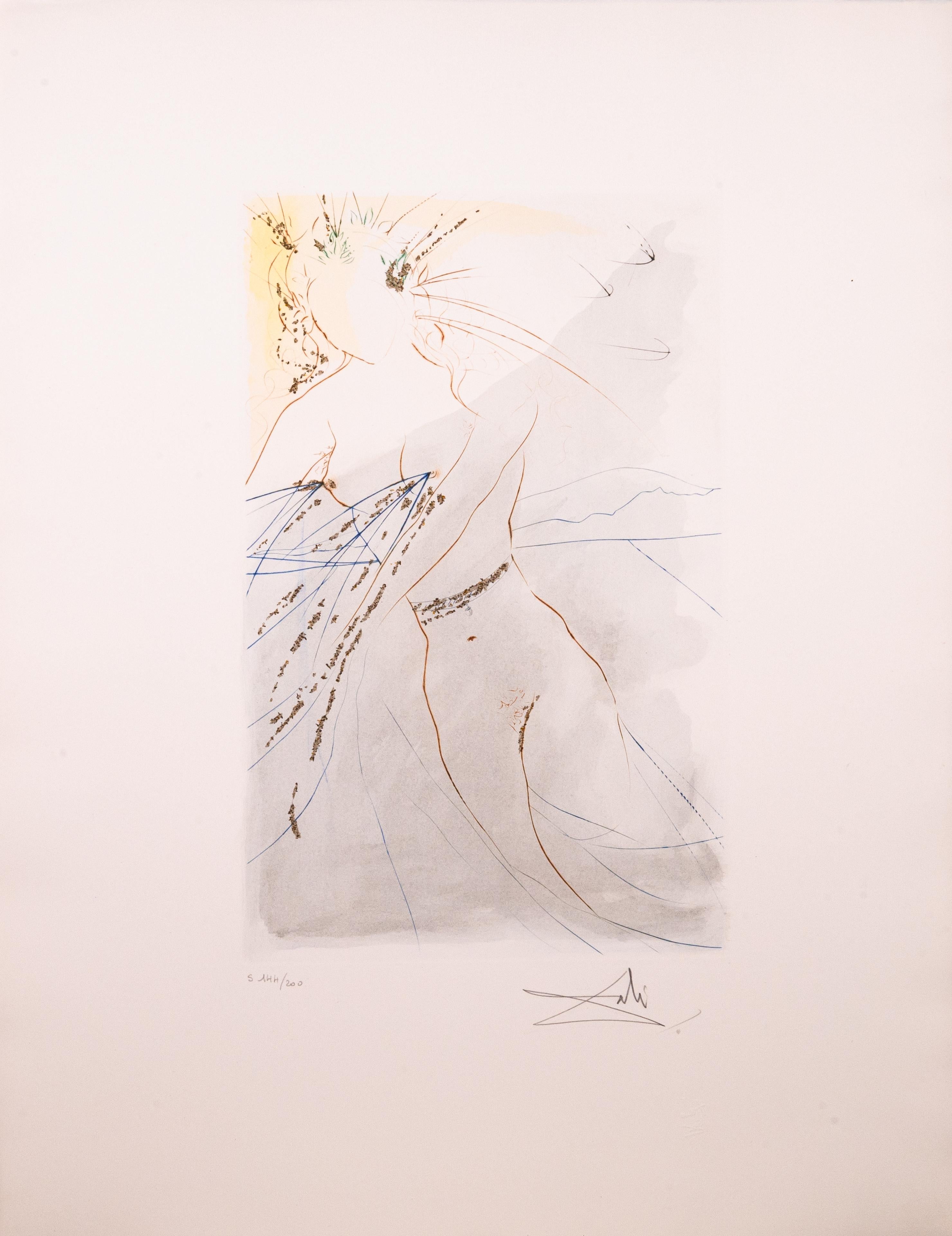 Salvador Dali 12 Werke: Song of Songs, signierte moderne Radierung, Aquatinta, Goldstaub im Zustand „Gut“ im Angebot in Keego Harbor, MI