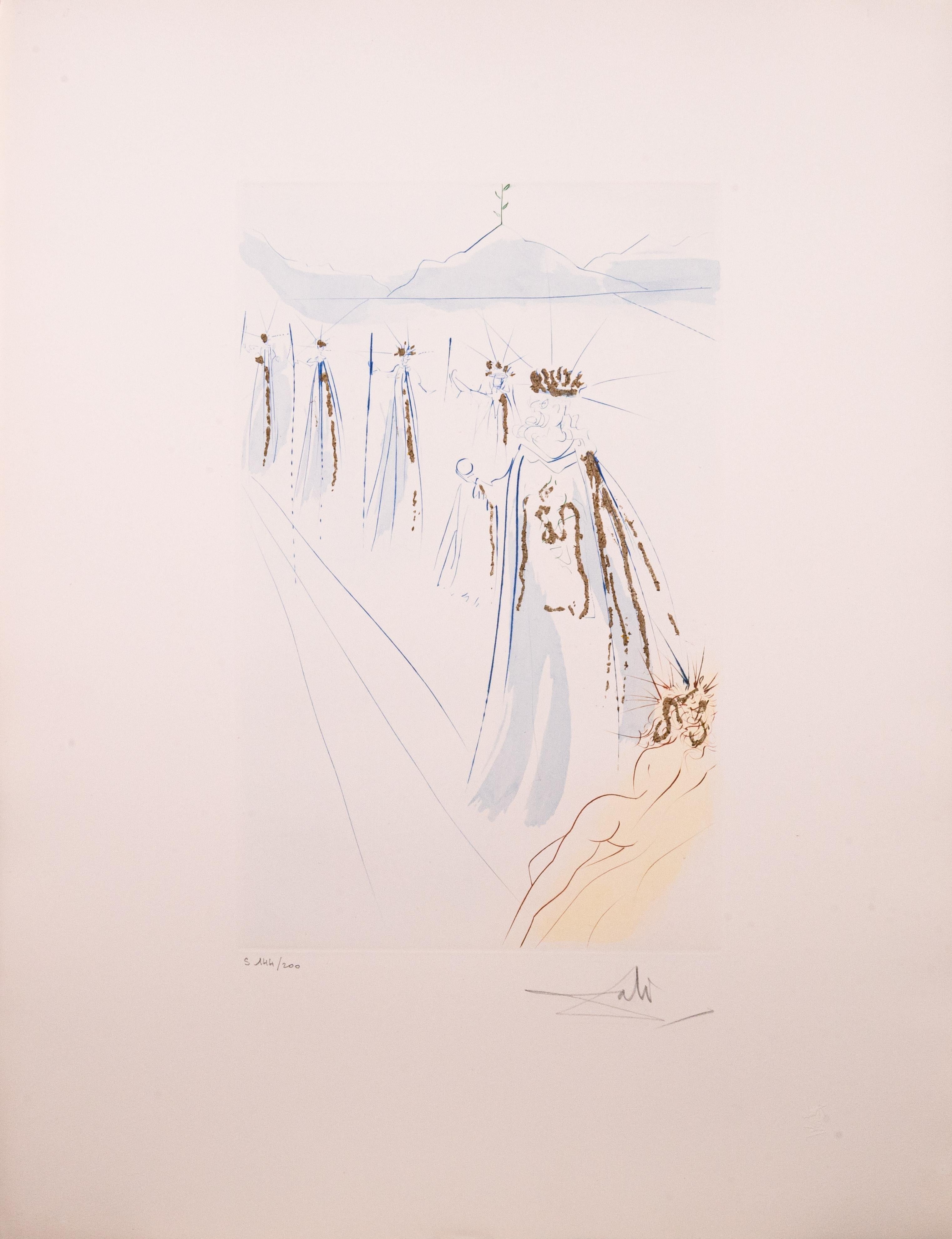 Salvador Dali 12 Werke: Song of Songs, signierte moderne Radierung, Aquatinta, Goldstaub im Angebot 4