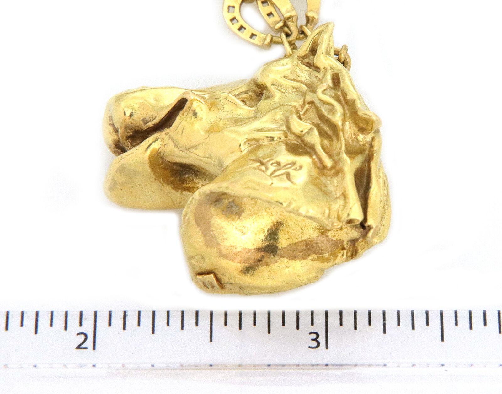 Salvador Dali 18K Gold Equestrian Horse Pendant Horseshoe Link Necklace 1