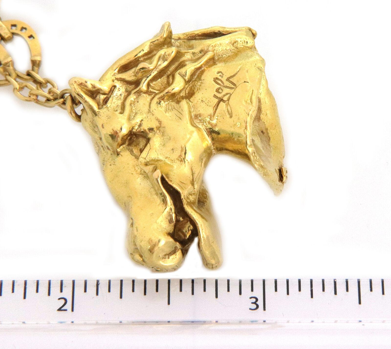 Salvador Dali 18K Gold Equestrian Horse Pendant Horseshoe Link Necklace 2