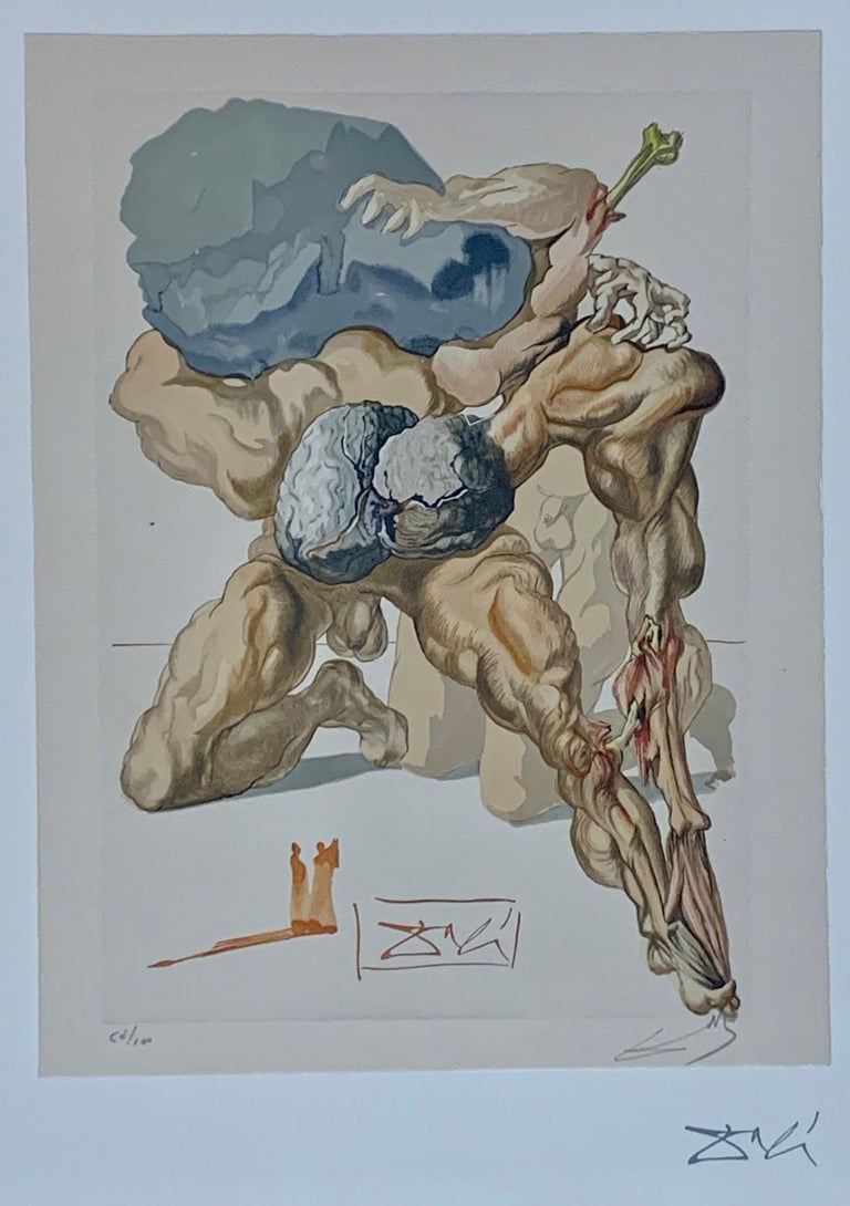 Oeuvre Signée Salvador Dalí - "Divina Commedia Inferno Canto 7" (Hell Greedy VII) - Très Bon état - Genre Manga?