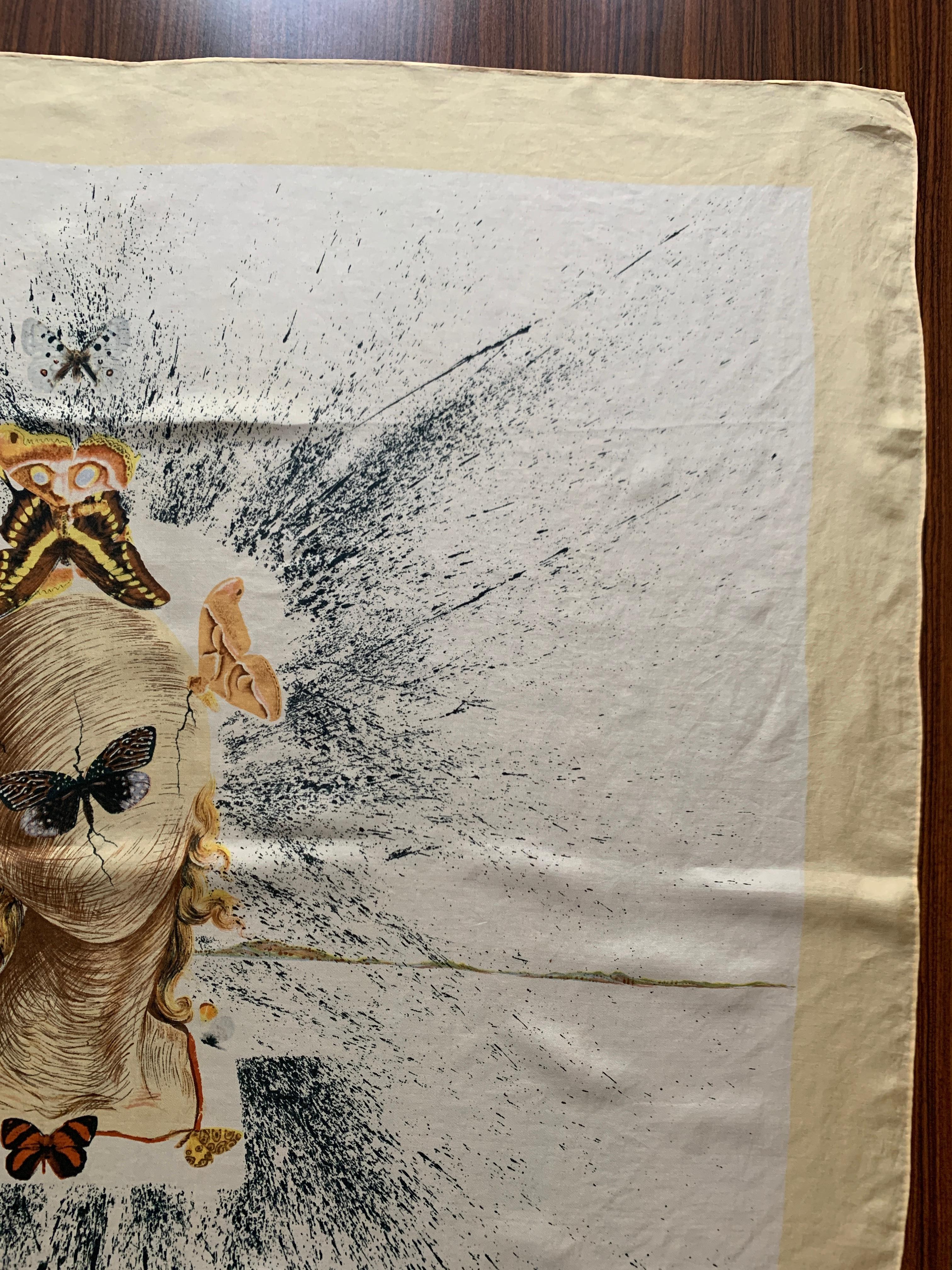 Salvador Dali 1950s Surrealist Silk Moth Scarf  In Good Condition For Sale In San Francisco, CA