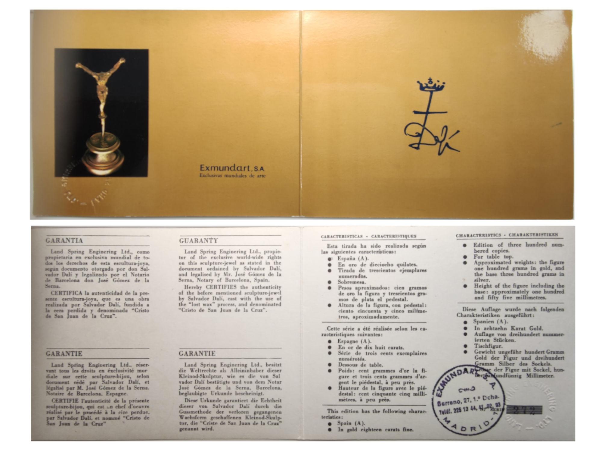 Salvador Dali 1974 Christus des Saint John vom Kreuz 18 Karat Goldstatuette 272 im Angebot 11