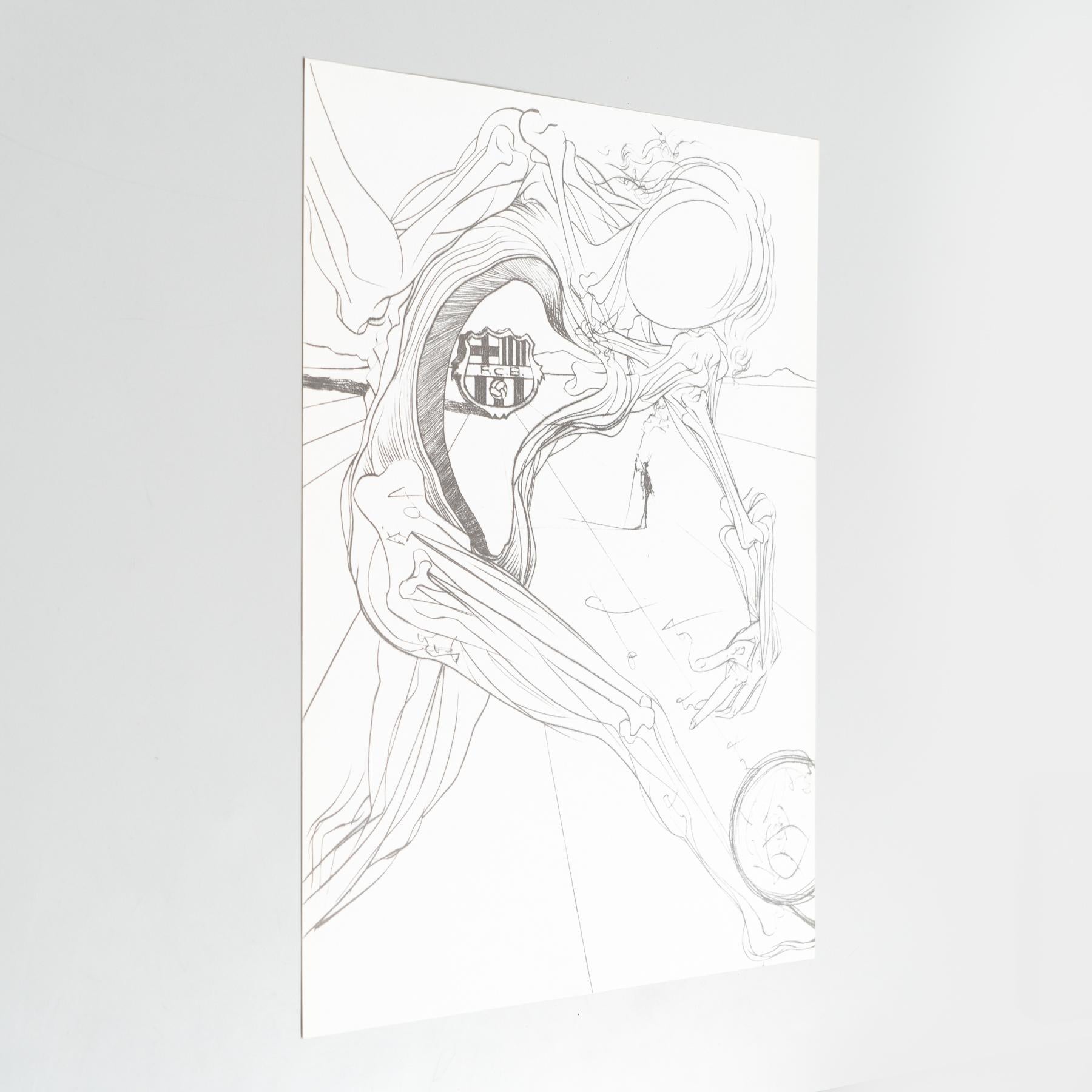 Mid-Century Modern Salvador Dali 75th Aniversary F.C. Barcelona Abstract Lithography on Paper, 2001 For Sale
