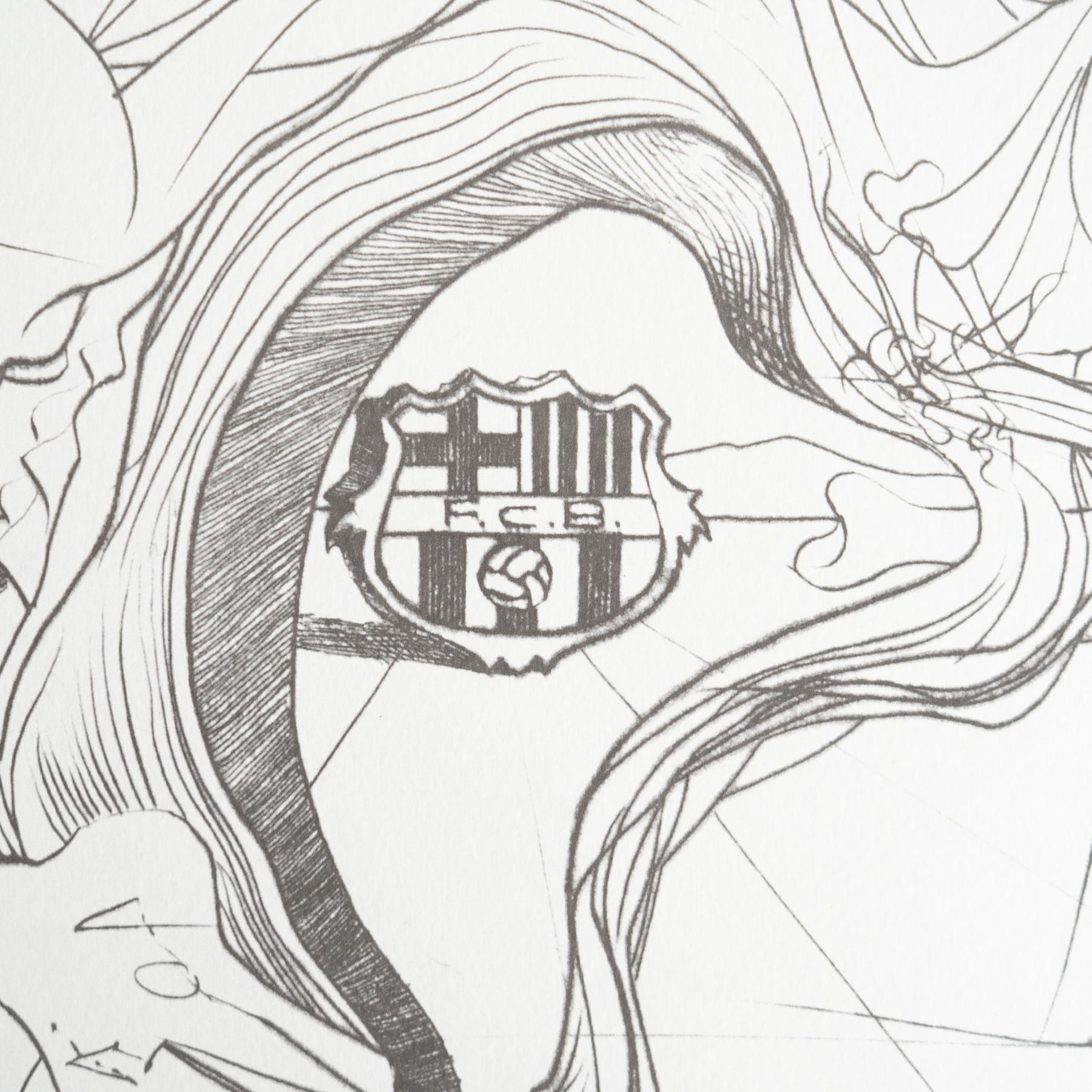 Contemporary Salvador Dali 75th Aniversary F.C. Barcelona Abstract Lithography on Paper, 2001 For Sale