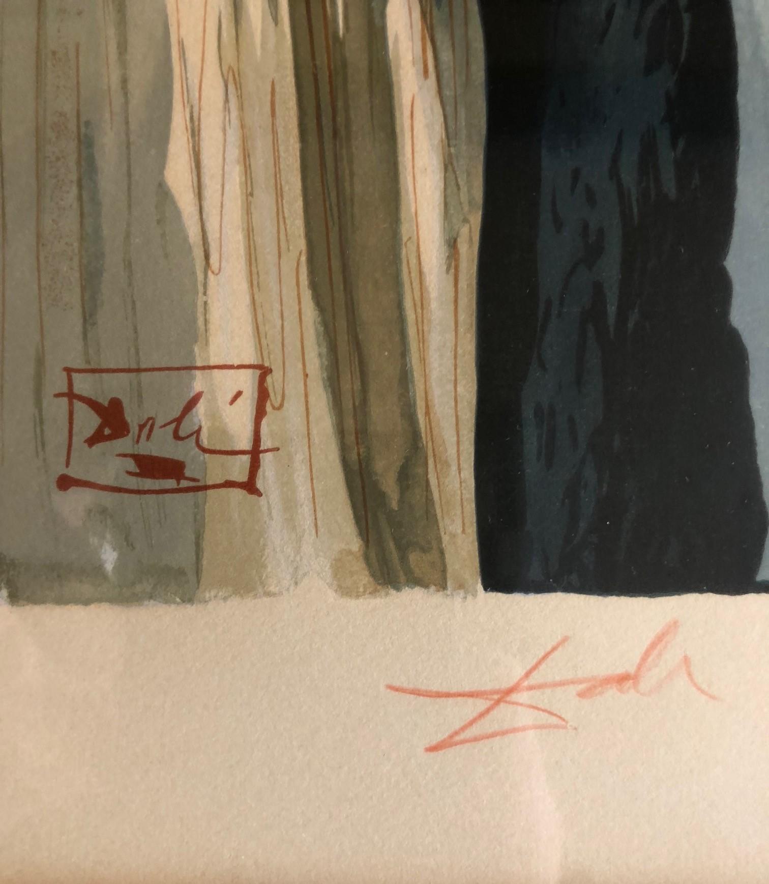Spanish Salvador Dali Artist Proof Woodblock Print Divine Comedy Inferno #10 