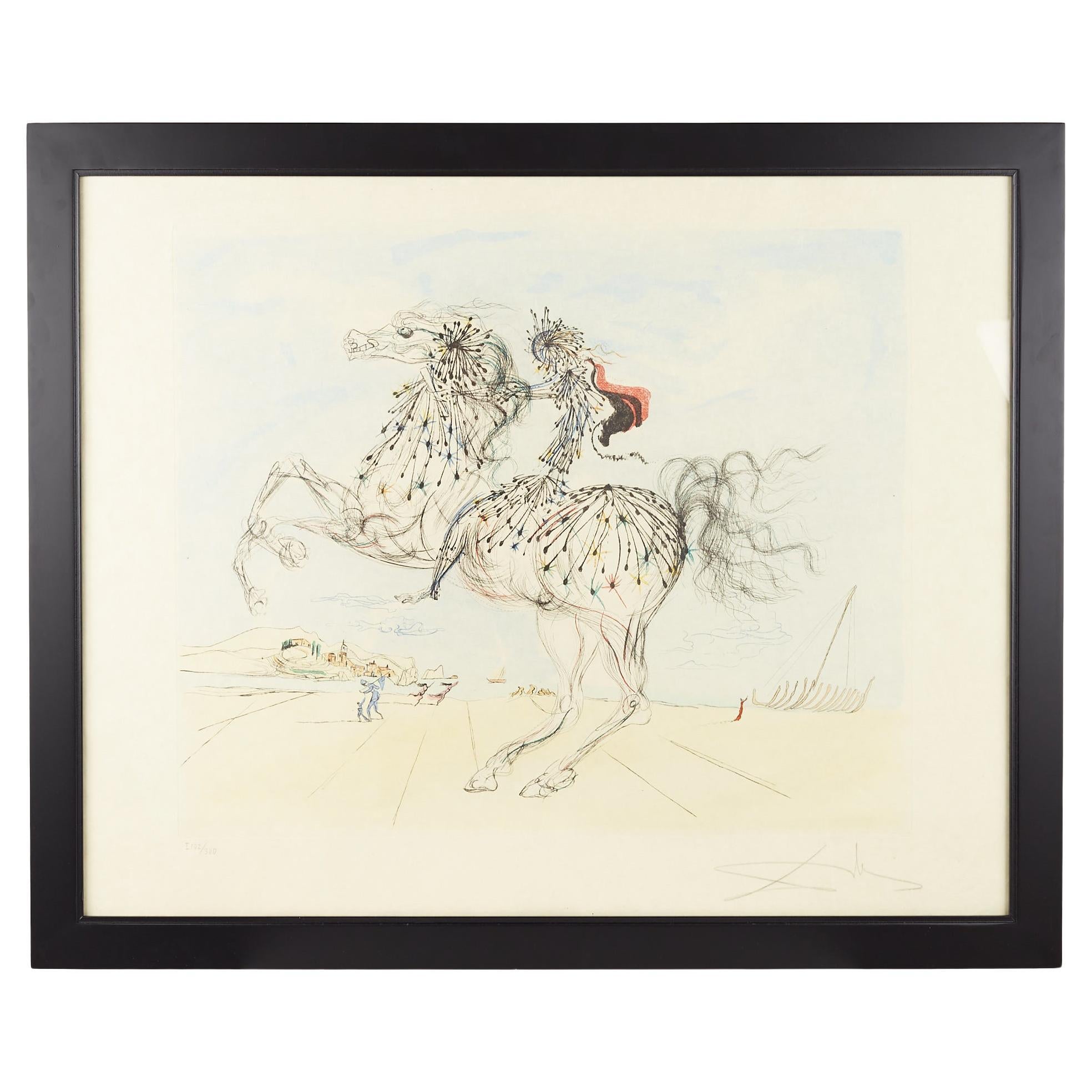 Salvador Dali Chevauchee Mid Century Transparent Horse Original Lithograph