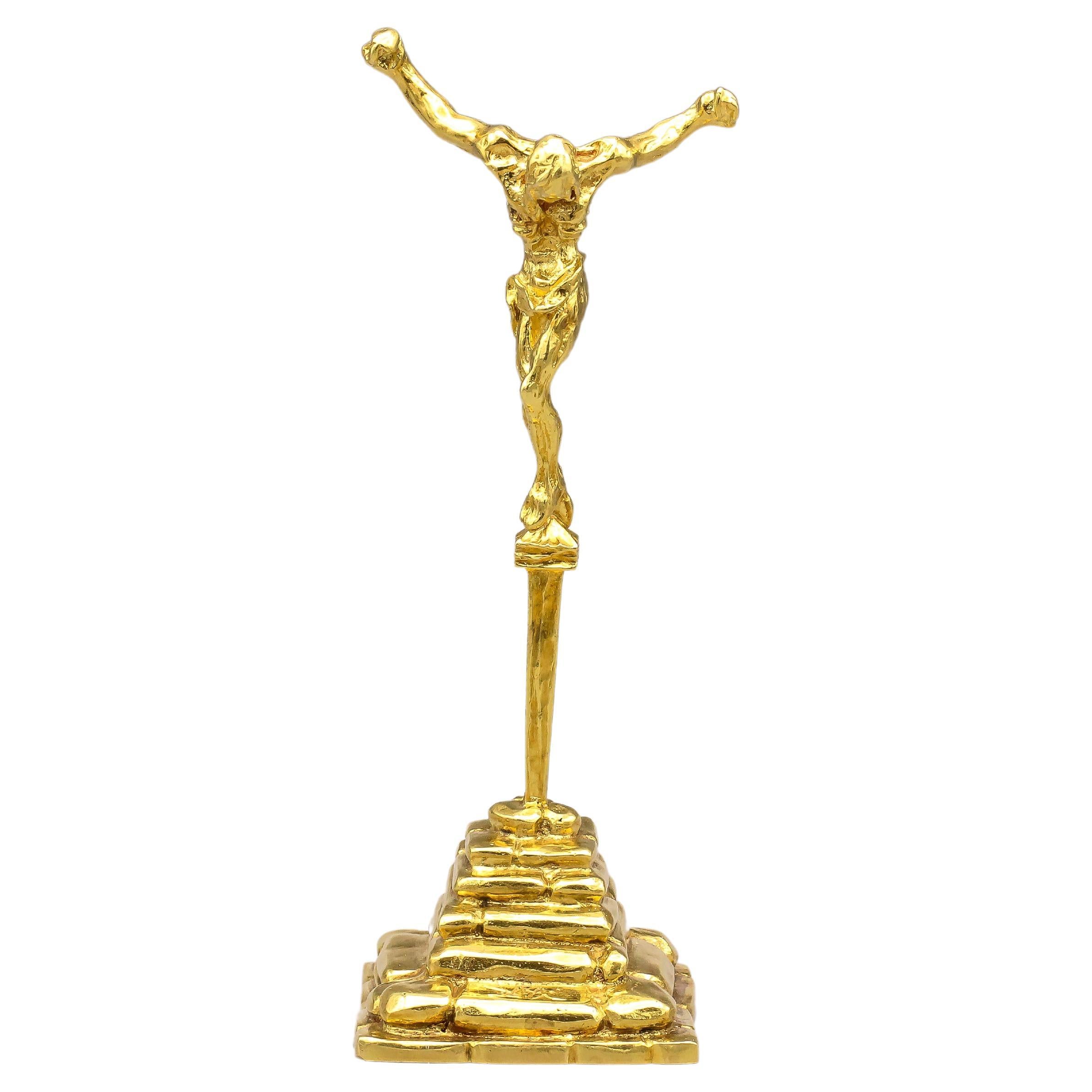 Salvador Dali Christ of Saint John of the Cross 18 Karat Gold Statuette For Sale