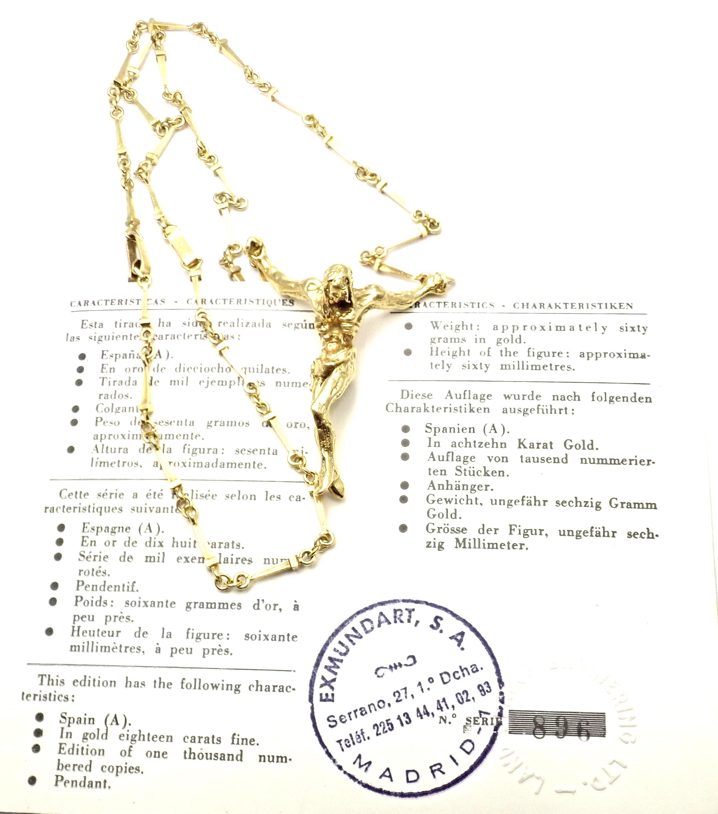 Salvador Dali Christ Saint John on The Cross Yellow Gold Bracelet Necklace In Excellent Condition In Holland, PA