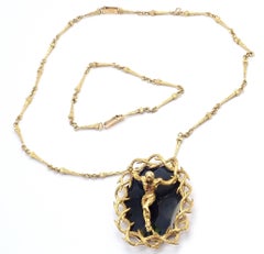 Salvador Dali Christ Saint John on The Cross Yellow Gold Onyx Bracelet Necklace