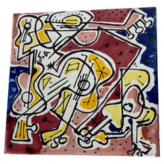 Azulejo de cerámica / alfarería diseño Salvador Dalí , Edición JS . "Les Guitares".