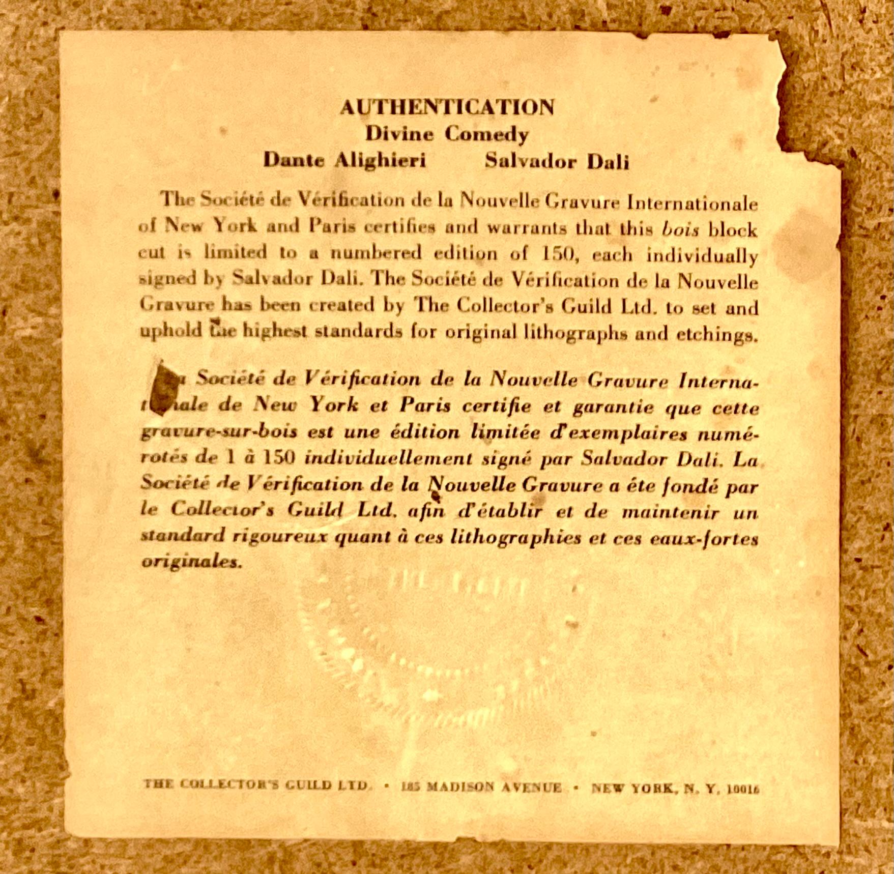 20ième siècle Salvador Dali Divine Comédie Centaure Lithographie en édition limitée