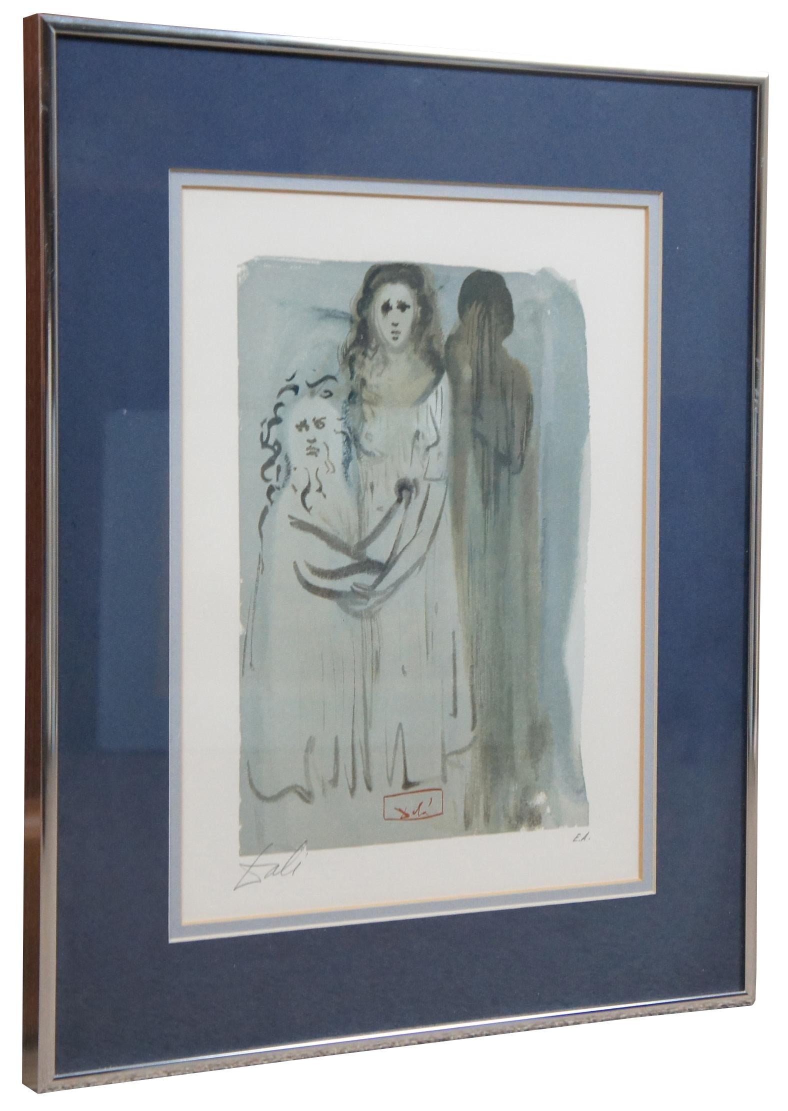 Expressionist Salvador Dali Divine Comedy Woodcut Signed Engraving Purgatory Portrait 16