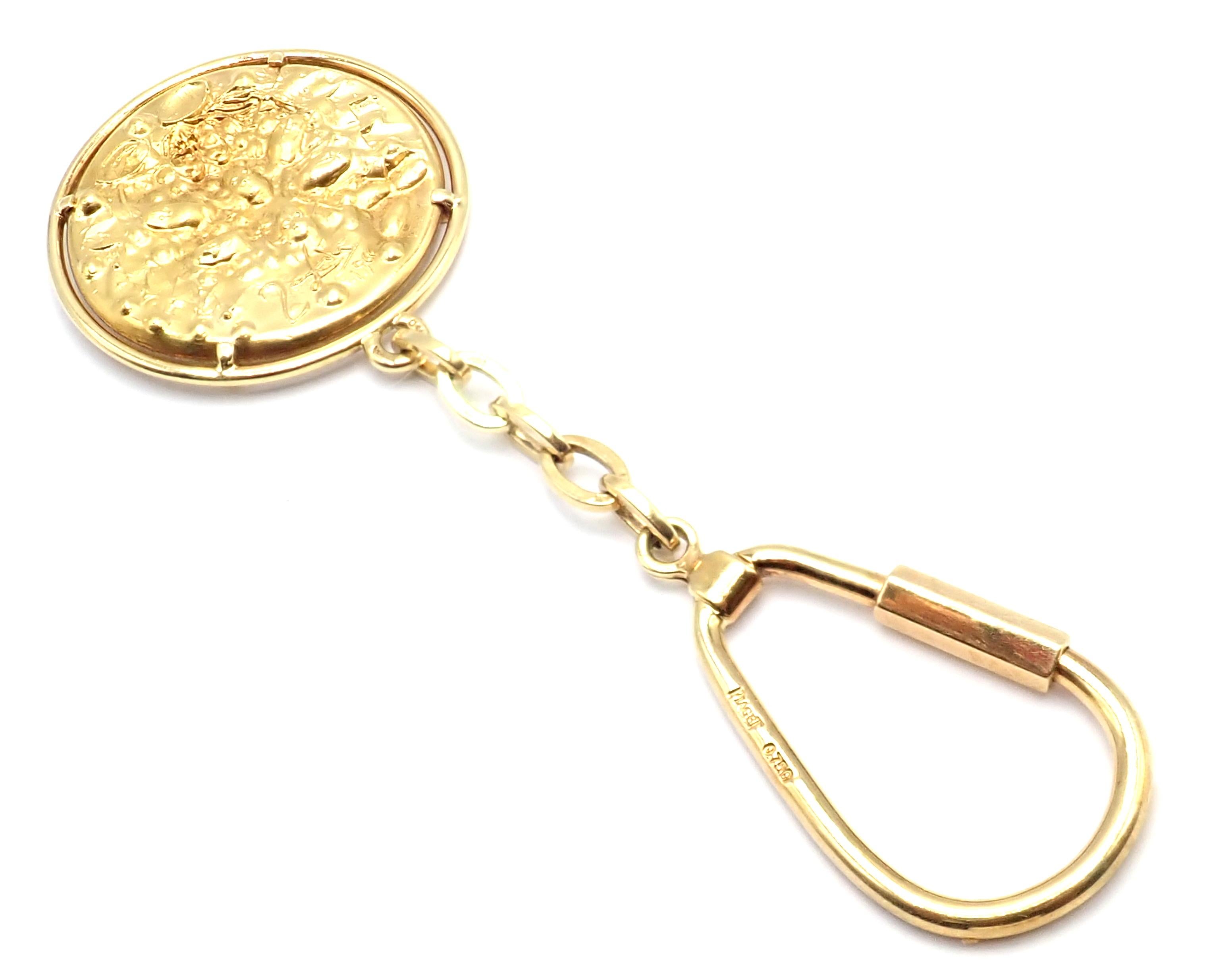 Salvador Dali D'or for Piaget Yellow Gold Coin Pendant Key Chain In Excellent Condition For Sale In Holland, PA