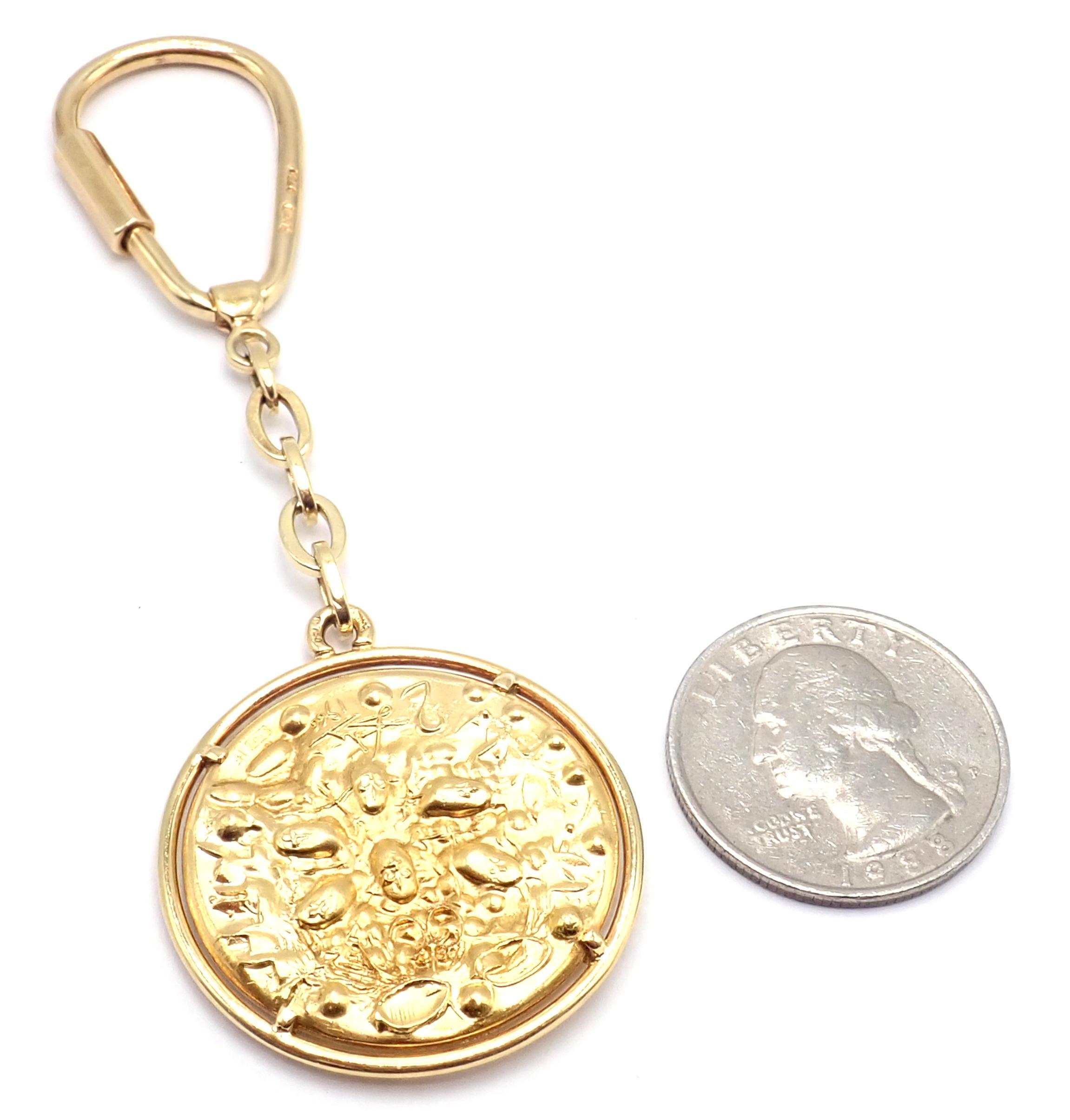 Salvador Dali D'or for Piaget Yellow Gold Coin Pendant Key Chain For Sale 3