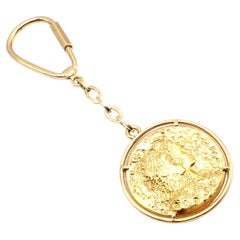 Retro Salvador Dali D'or for Piaget Yellow Gold Coin Pendant Key Chain