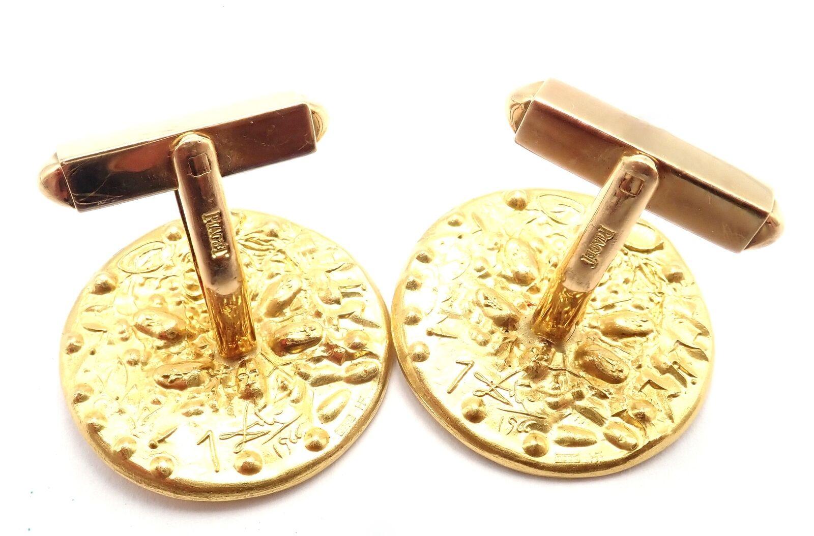 Salvador Dali D'or for Piaget Yellow Gold Large Cufflinks For Sale 1