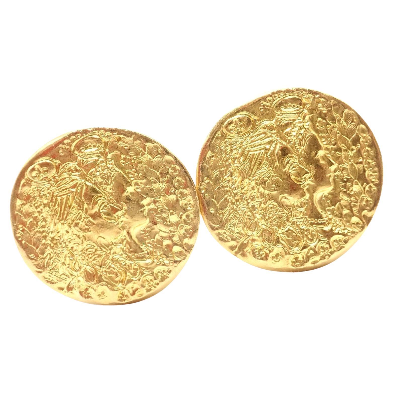 Salvador Dali D'or for Piaget Yellow Gold Large Cufflinks For Sale