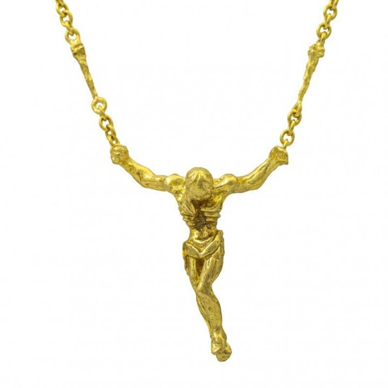 Corpus Christ on the chain, after the work of the same name by Salvador Dali, GG 18k, 19.2 g, L: approx. 60 cm, in late 20th century, very easy signs of carrying, signed and numbered: DALI D-138/ 1000, guarantee card and dust bag attached.

