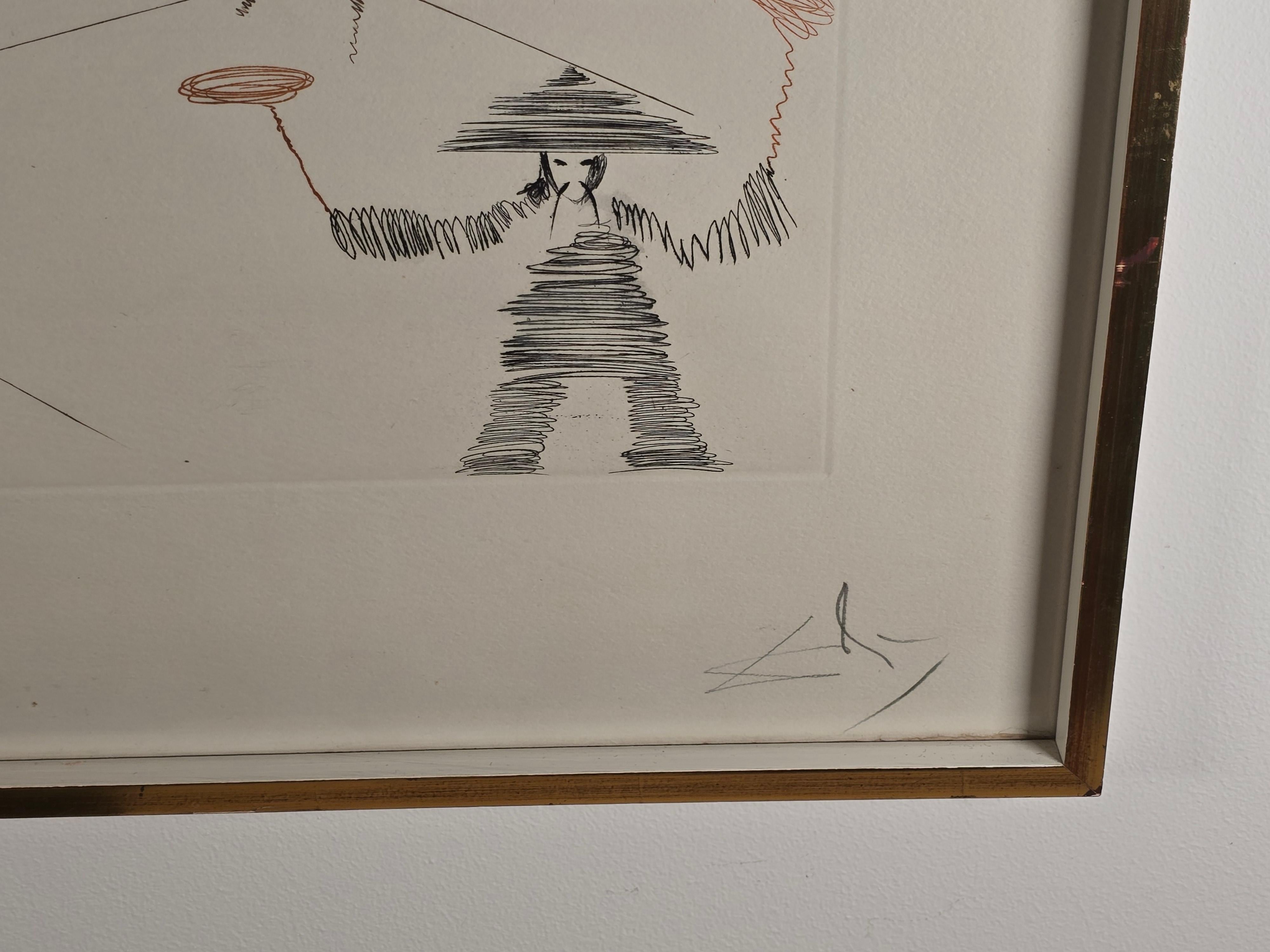 Etched Salvador Dali  etching 'Chinois' (Theatre Chinois)