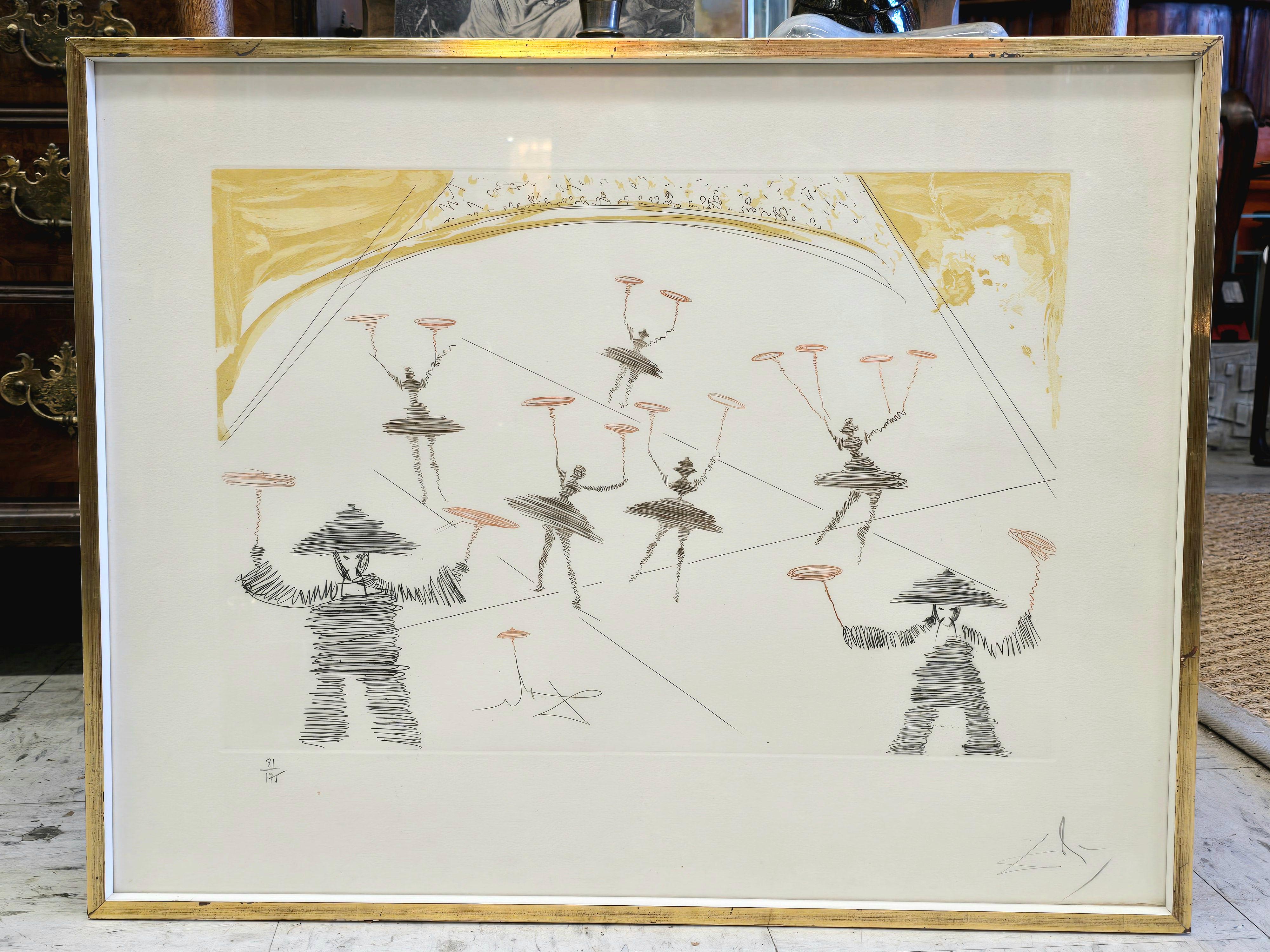 Paper Salvador Dali  etching 'Chinois' (Theatre Chinois)
