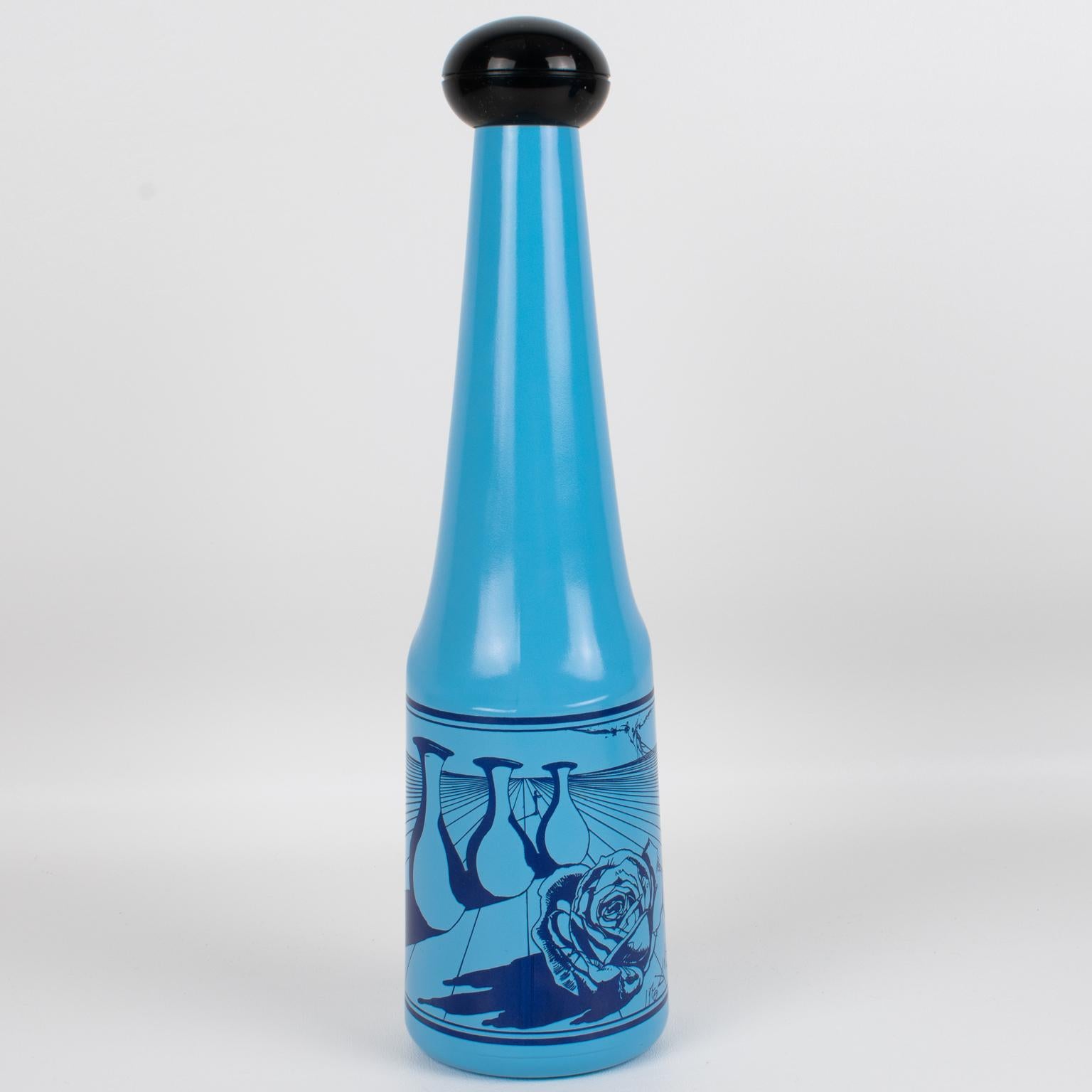 Salvador Dali for Rosso Antico, Blue Glass Bar Bottles, a trio, circa 1970 For Sale 3
