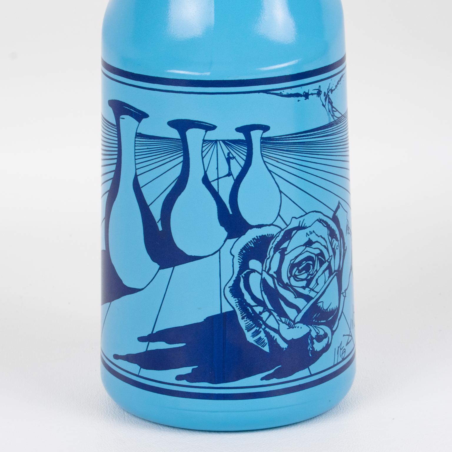 Salvador Dali for Rosso Antico, Blue Glass Bar Bottles, a trio, circa 1970 For Sale 4