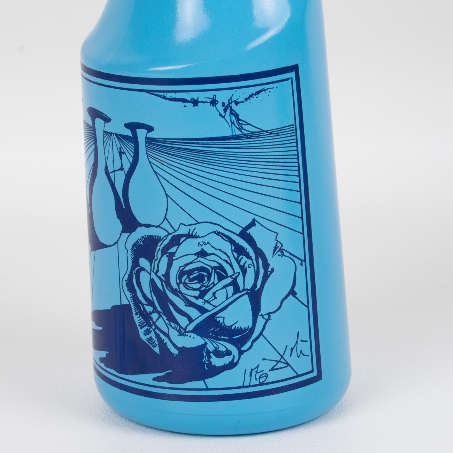 Salvador Dali for Rosso Antico, Blue Glass Bar Bottles, a trio, circa 1970 For Sale 5