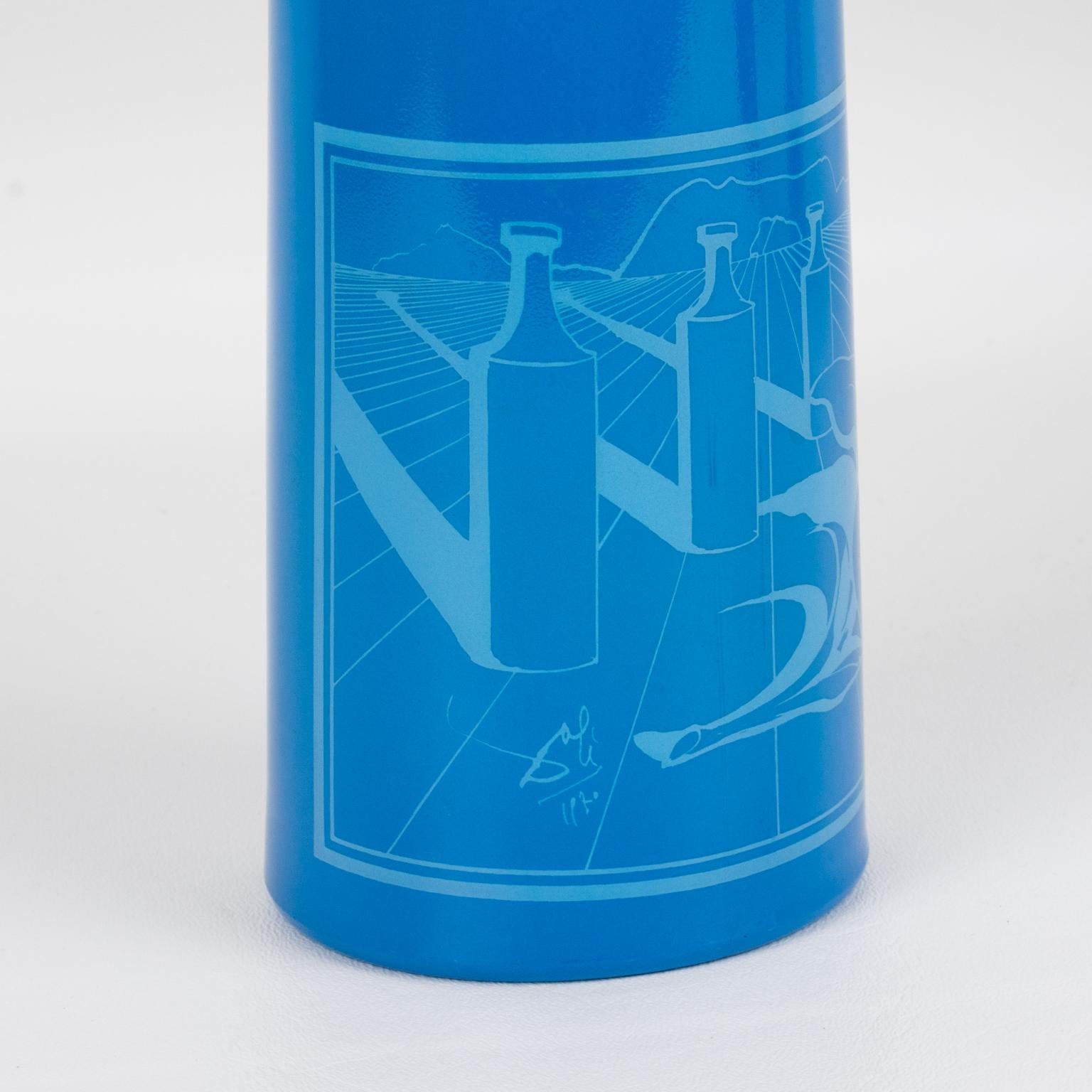Salvador Dali for Rosso Antico, Blue Glass Bar Bottles, a trio, circa 1970 For Sale 8