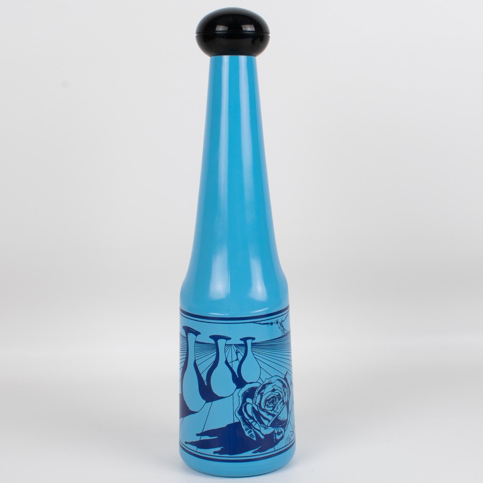 Salvador Dali for Rosso Antico, Blue Glass Barware Bottles Set, Italy 1970s For Sale 3