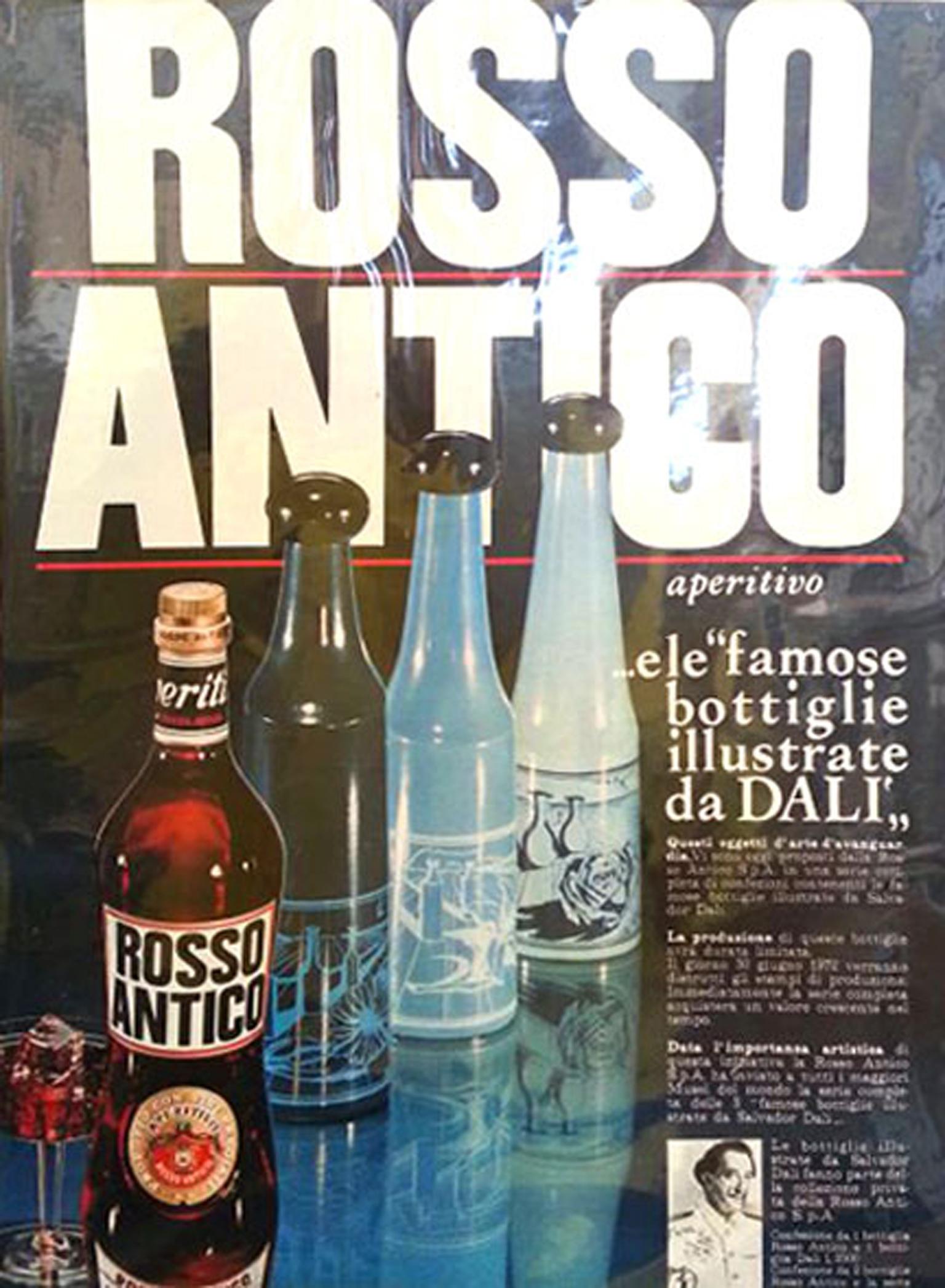 Ensemble de bouteilles de bar en verre bleu Salvador Dali pour Rosso Antico, Italie, années 1970 en vente 12