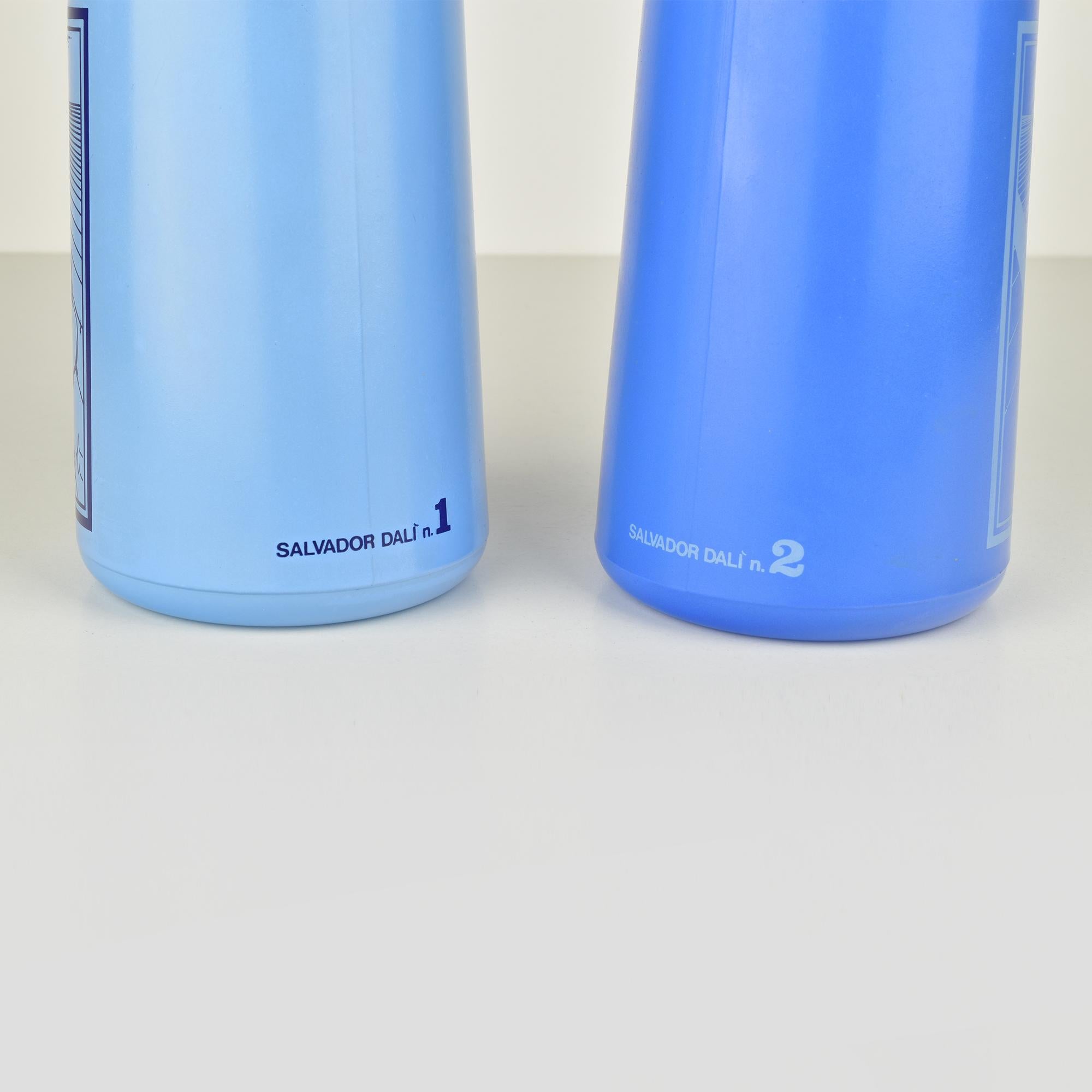 Salvador Dalí for Rosso Antico Blue Glass Barware Bottles Set of 2, Italy 1970s In Good Condition In Bad Säckingen, DE