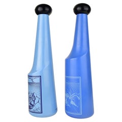 Salvador Dalí for Rosso Antico Blue Glass Barware Bottles Set of 2, Italy 1970s