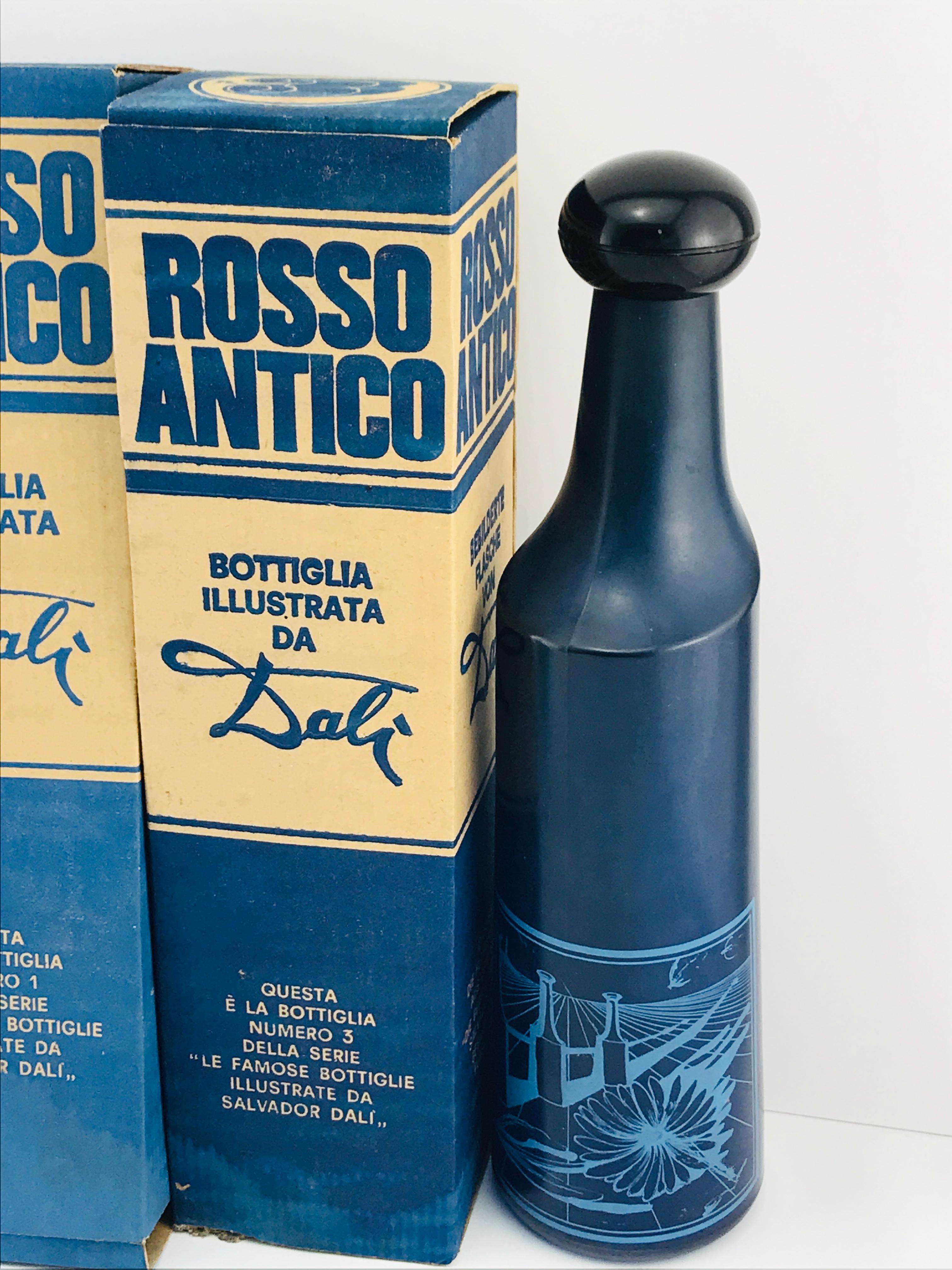 Salvador Dali for Rosso Antico Surrealist Design Glass Bottles, Signed, 1970s 4